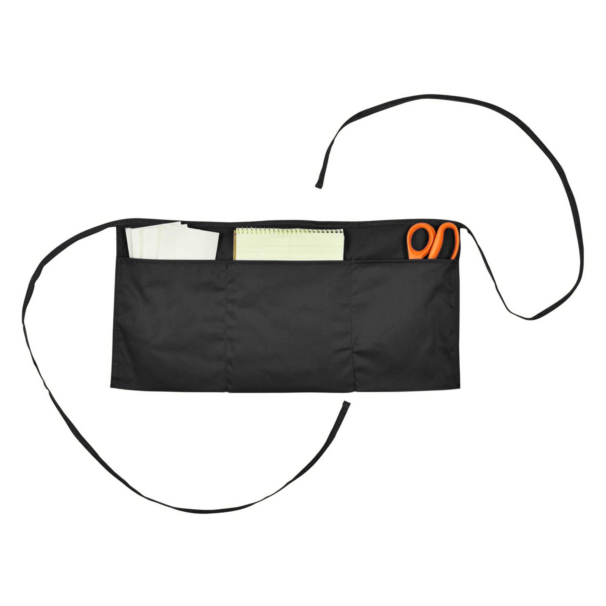 Dalix Waist Aprons Commercial Restaurant Home Bib Spun Poly Cotton Kitchen (3 Pockets) In Black