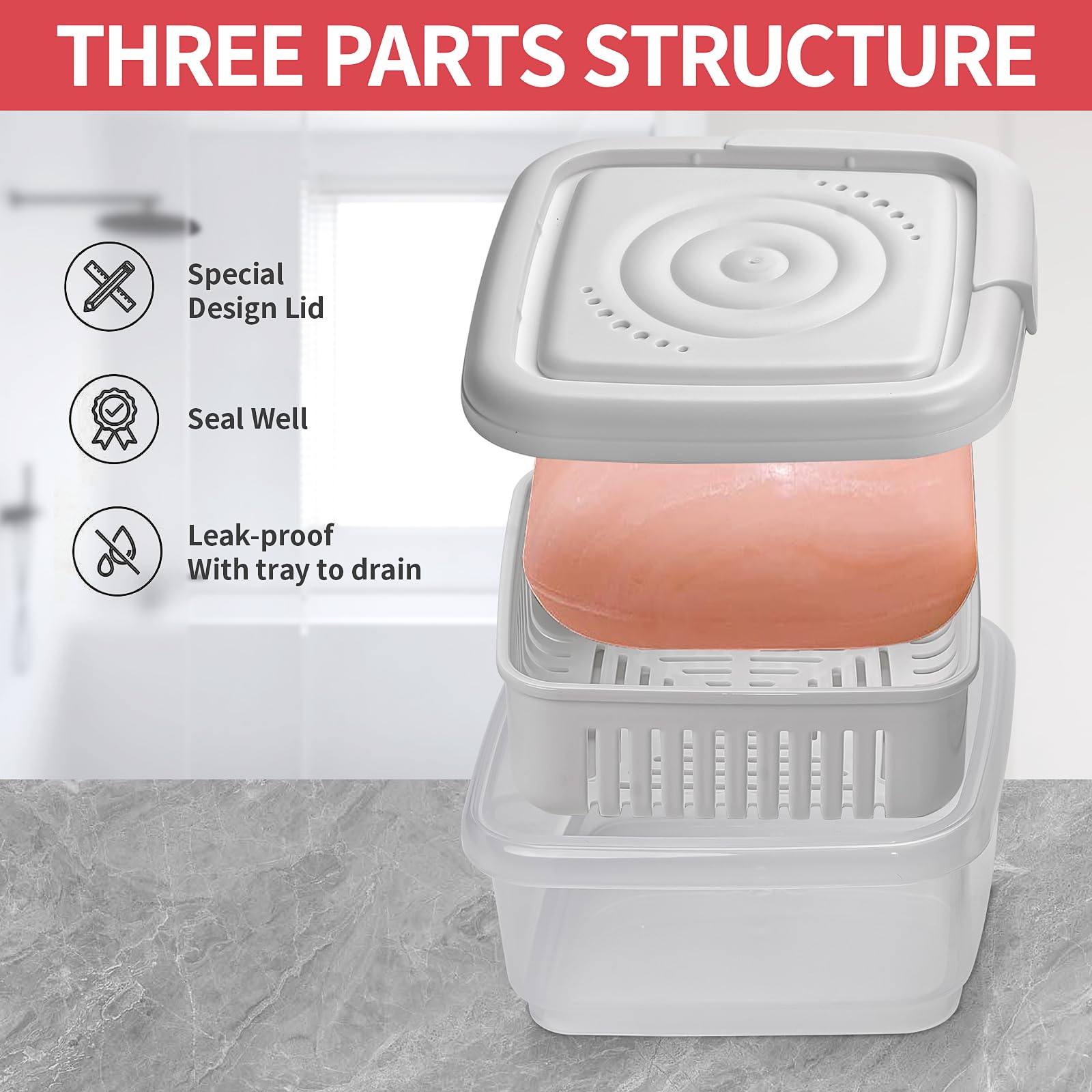 Sqaure Soap Holder 2 Pack Travel Soap Container With Lid, Portable Bar Soap Case, Leakproof Soap Box With Perforations, Soap Dis