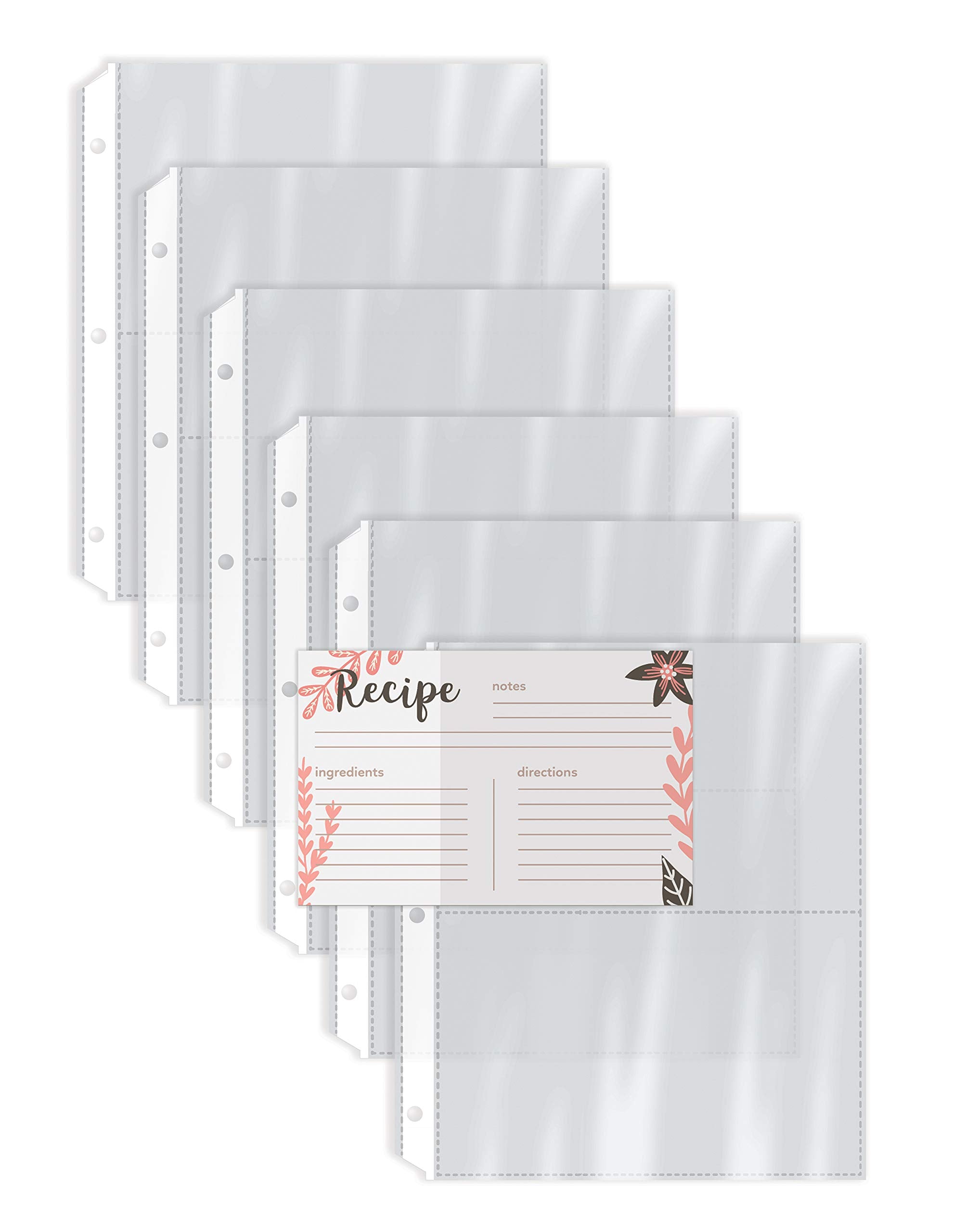 Better Kitchen Products Recipe Card Page Protectors, 50 Count, 4 X 6 Inch Pockets, 2 Pockets Per Page, (For Medium Size 8.5''X 9