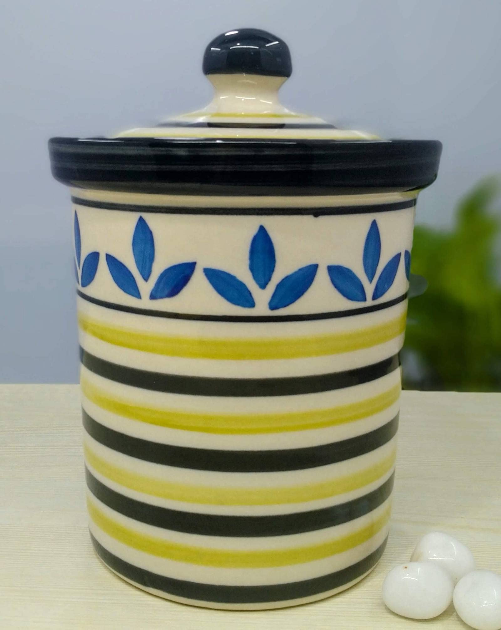 Kittens Handcrafted Ceramic Storage Jar With Lid  750Ml  Multicolor Handpainted | Food Grade Ceramic Container For Cookies, Dr