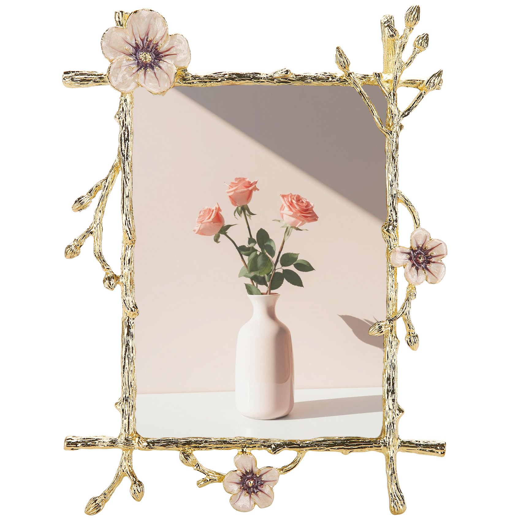 Goutangen Pink 5x7 Picture Frame Metal Decor Ornate Gold Photo Frames with High Definition Glass Front Art Decor Tabletop Displa