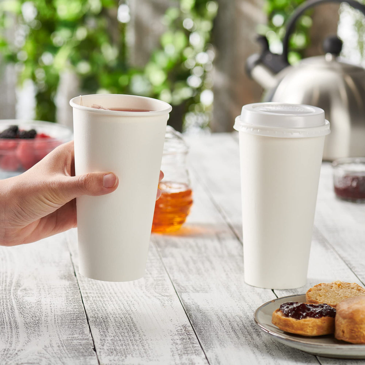 Comfy Package [20 Oz. - 100 Count Disposable White Paper Cups, Hot Cof ...