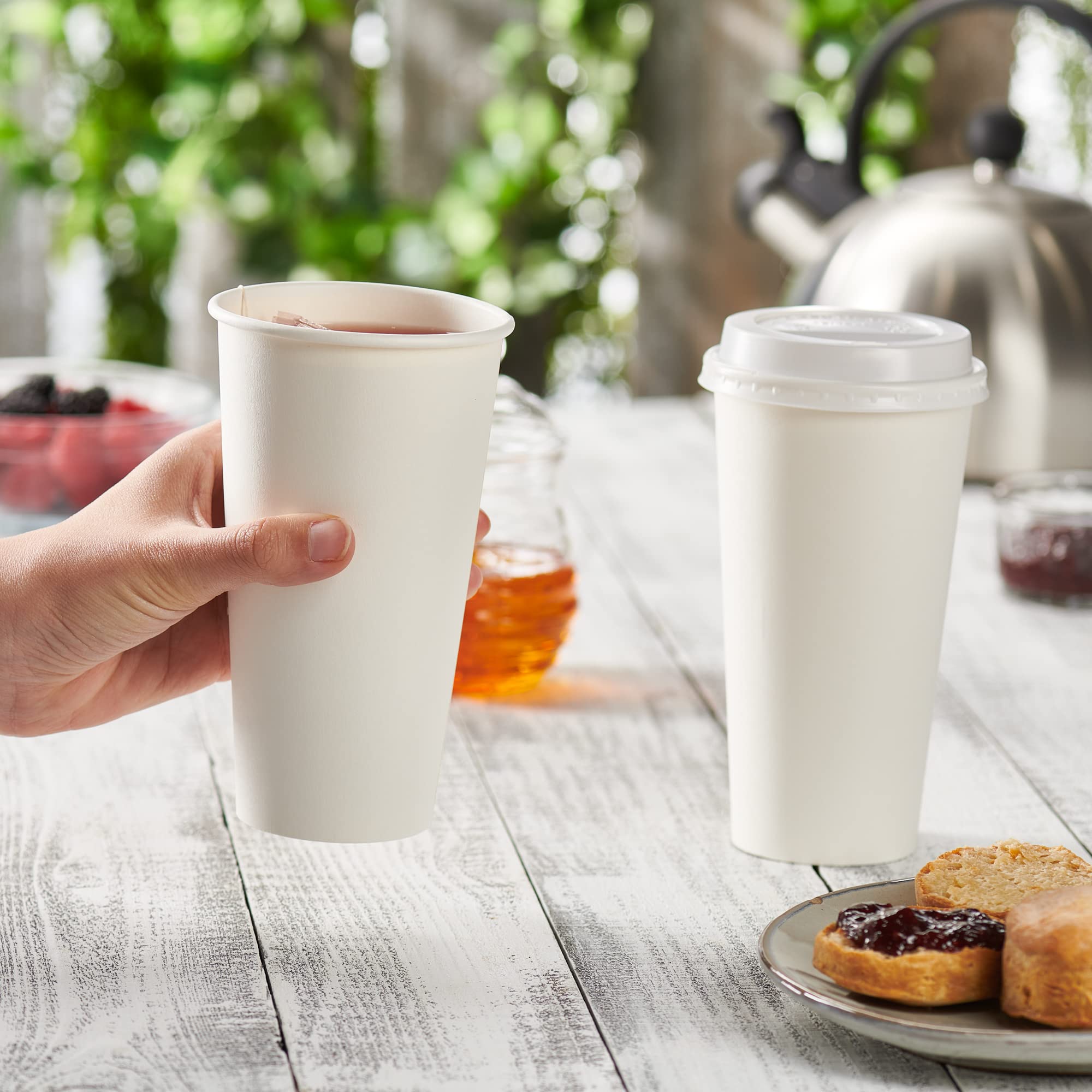 Comfy Package [20 Oz. - 100 Count Disposable White Paper Cups, Hot Coffee Cups - Eco-Friendly Hot Cups