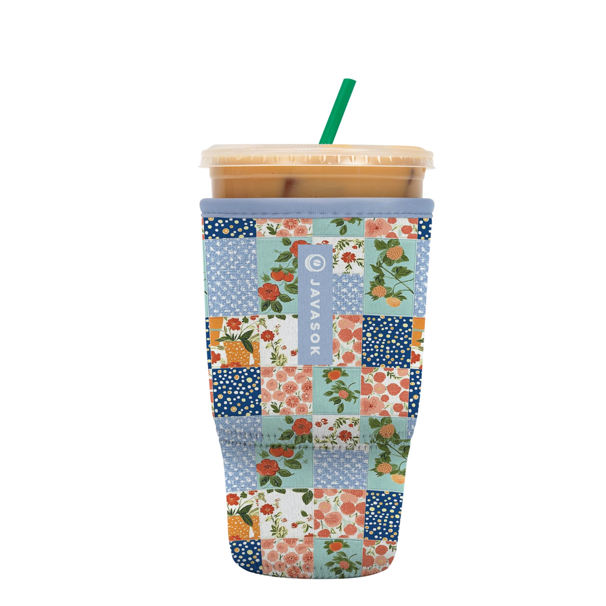 Sok It JavaSok Iced Coffee & Cold Soda Insulated Neoprene Cup Sleeve (Garden Quilt, Large: 30-32oz)