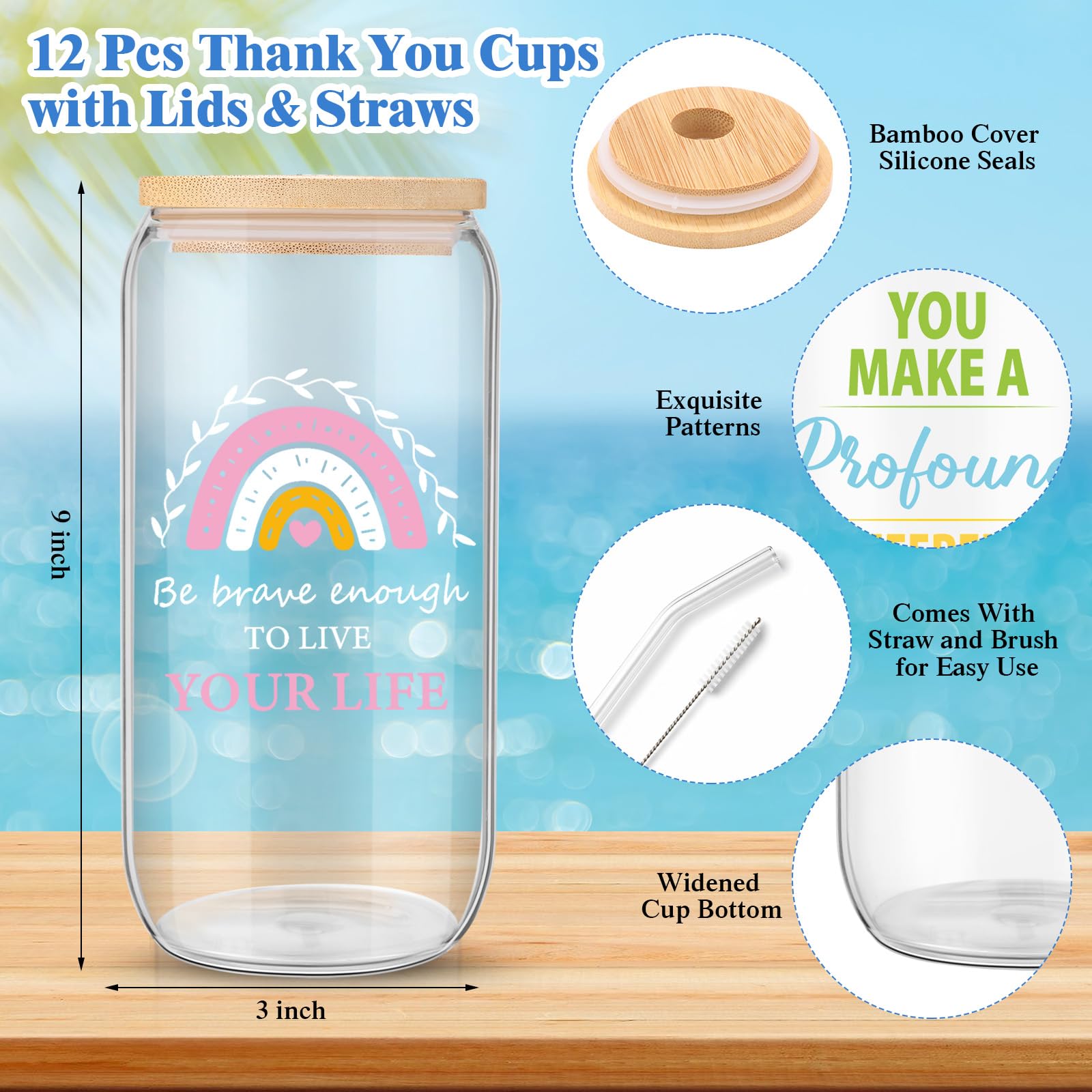 Skylety 12 Set Nurse Practitioner Week Gift Bulk Christmas Employee Appreciation Cups Thank You Tumblers with Lid Inspirational