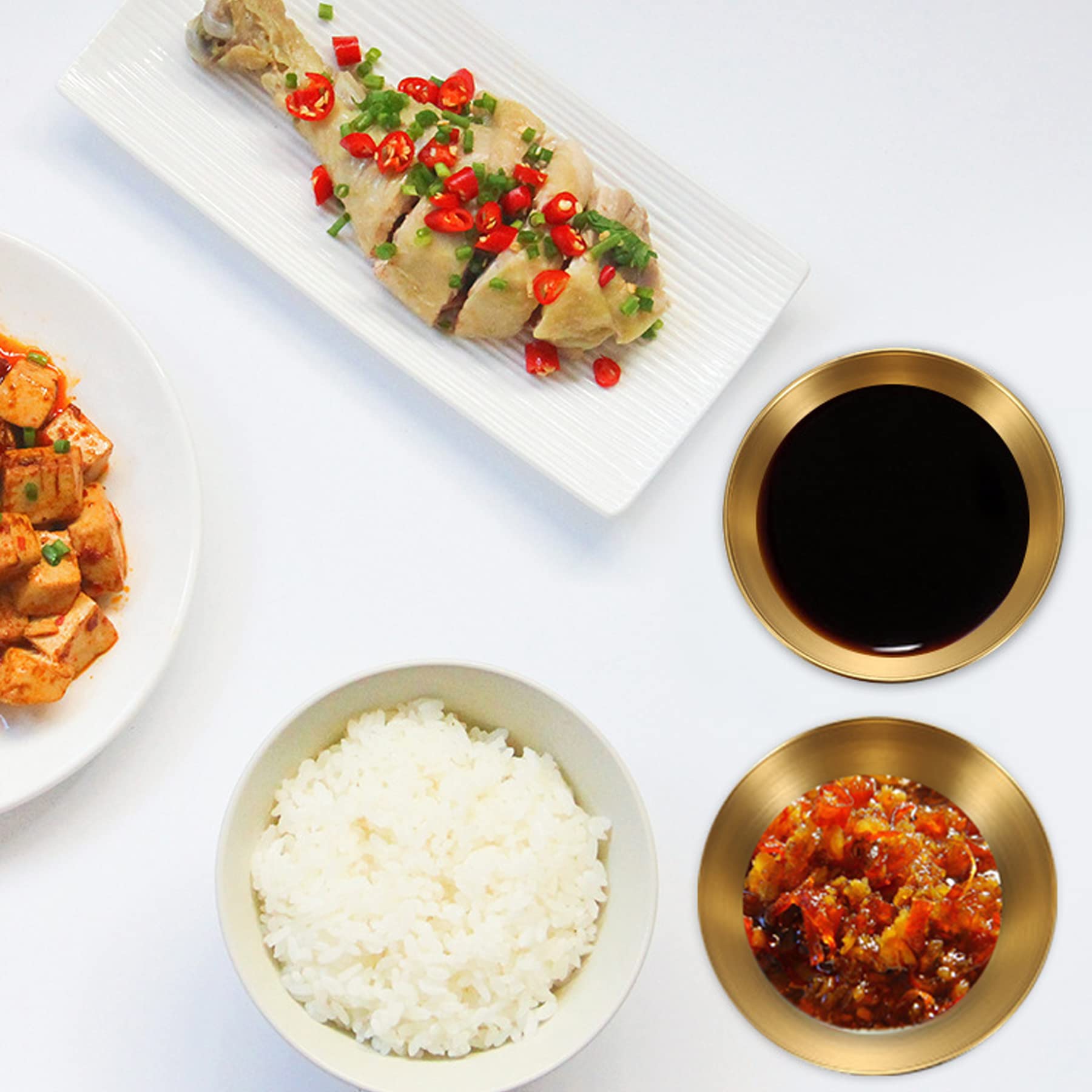 Mggi 8Pcs 3.3Inch Stainless Steel Sauce Dishes Round Mini Individual Saucers Bowl, Seasoning Dishes Sushi Dipping Bowl Appetizer