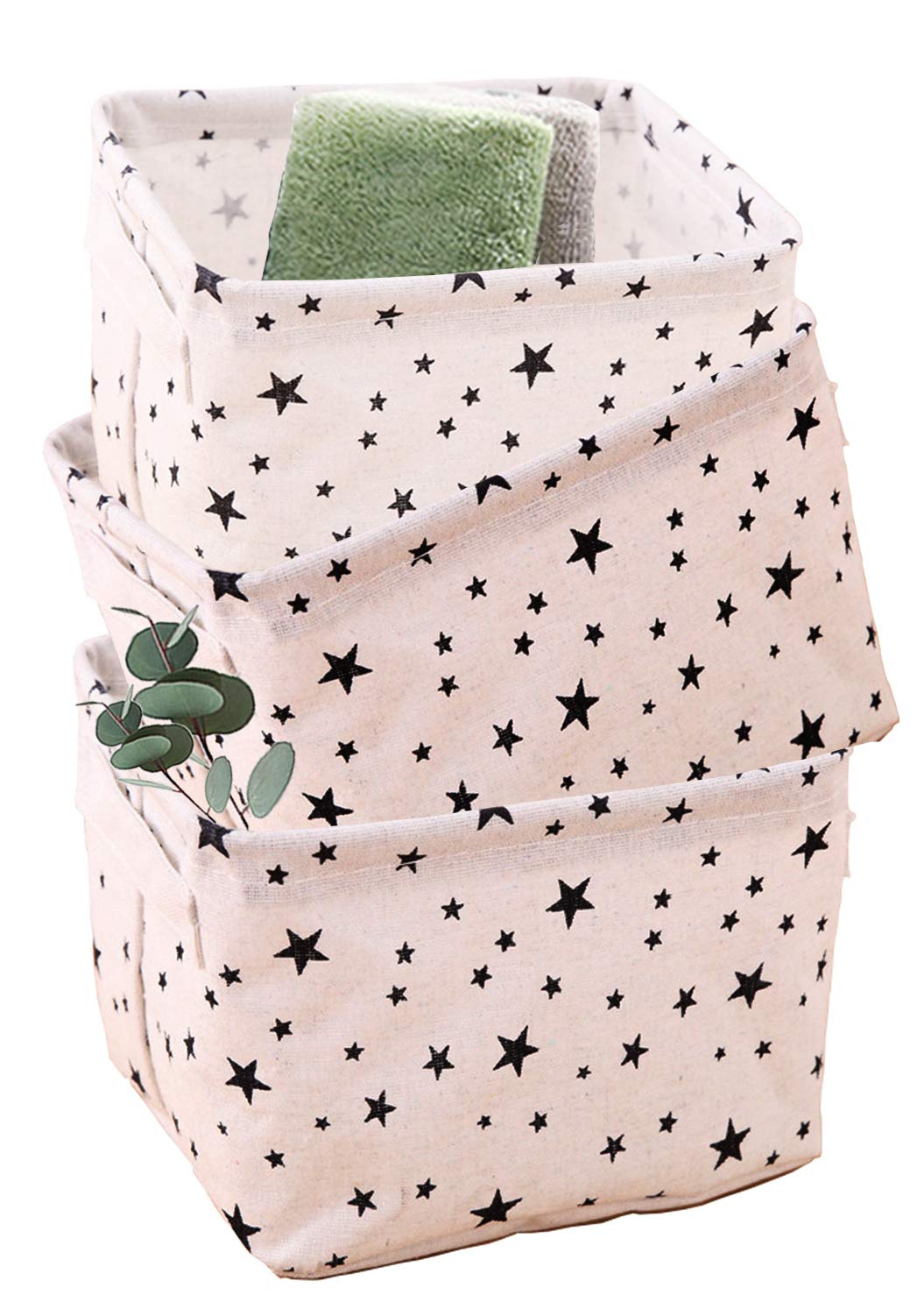 Aarainbow 3 Packs Storage Basket Bins Canvas Mini Storage Cubes Storage Basket For Makeup, Toys Liners, Books Storage Baskets Wi