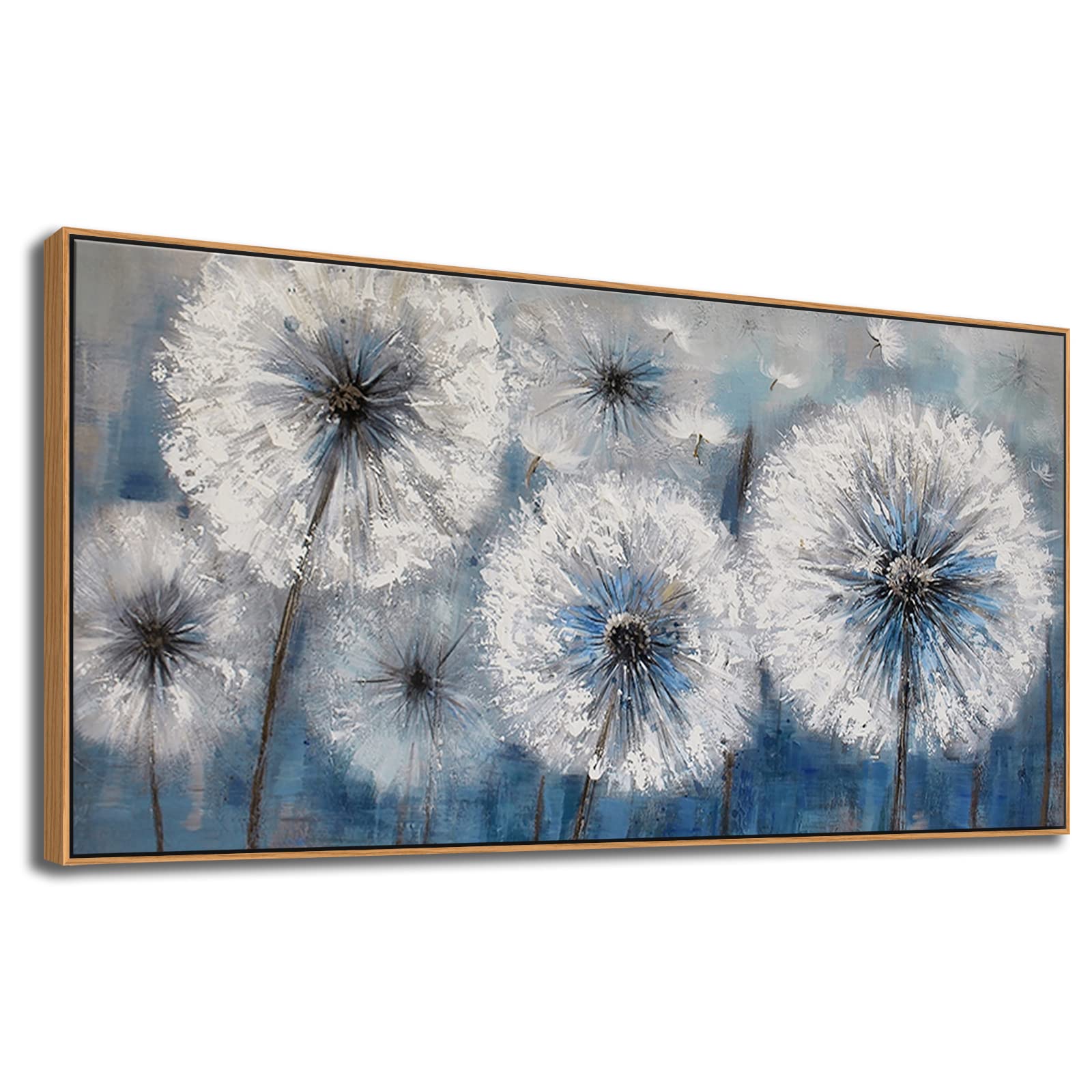 Dandelion Painting Wall Art Canvas Print Picture Framed Wall Art For Living Room Large White Flower Flora Home Bedroom Decoratio