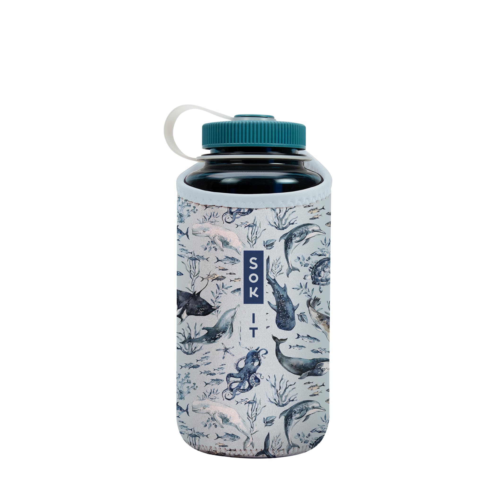Sok It BotlSok Water Bottle Sleeve Insulated Neoprene Cover (Ocean Echo, Fits 32oz Nalgene)