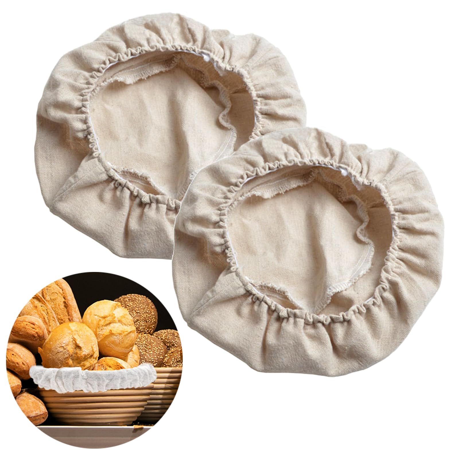 Vyooxcy 2 Pcs Bread Basket Liner Cloth,9 Inch Round Bannetons Covers For Bakery Home Baking Professional Bread Fermentation Clot