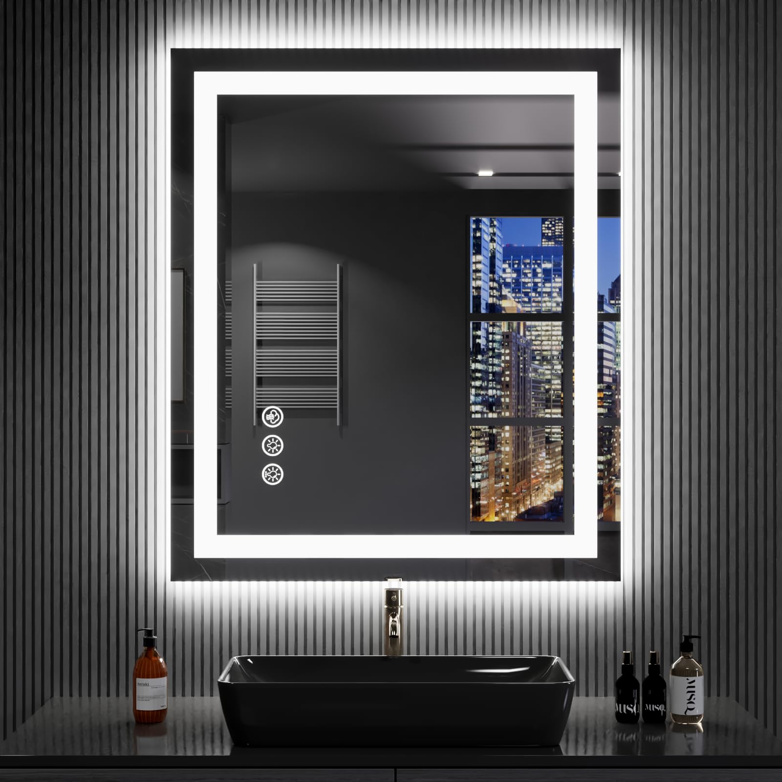 Loaao 30''X36'' Led Bathroom Mirror With Lights, Anti-Fog, Dimmable, Rgb Backlit + Front Lighted, Bathroom Vanity Mirror For Wal