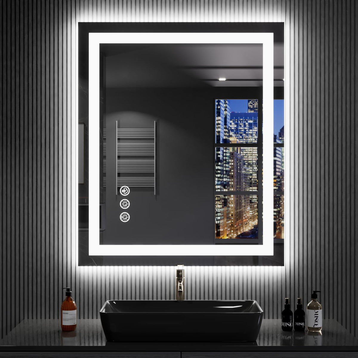 Loaao 24''X32'' Led Bathroom Mirror With Lights, Anti-Fog, Dimmable, Rgb Backlit + Front Lighted, Bathroom Vanity Mirror For Wal
