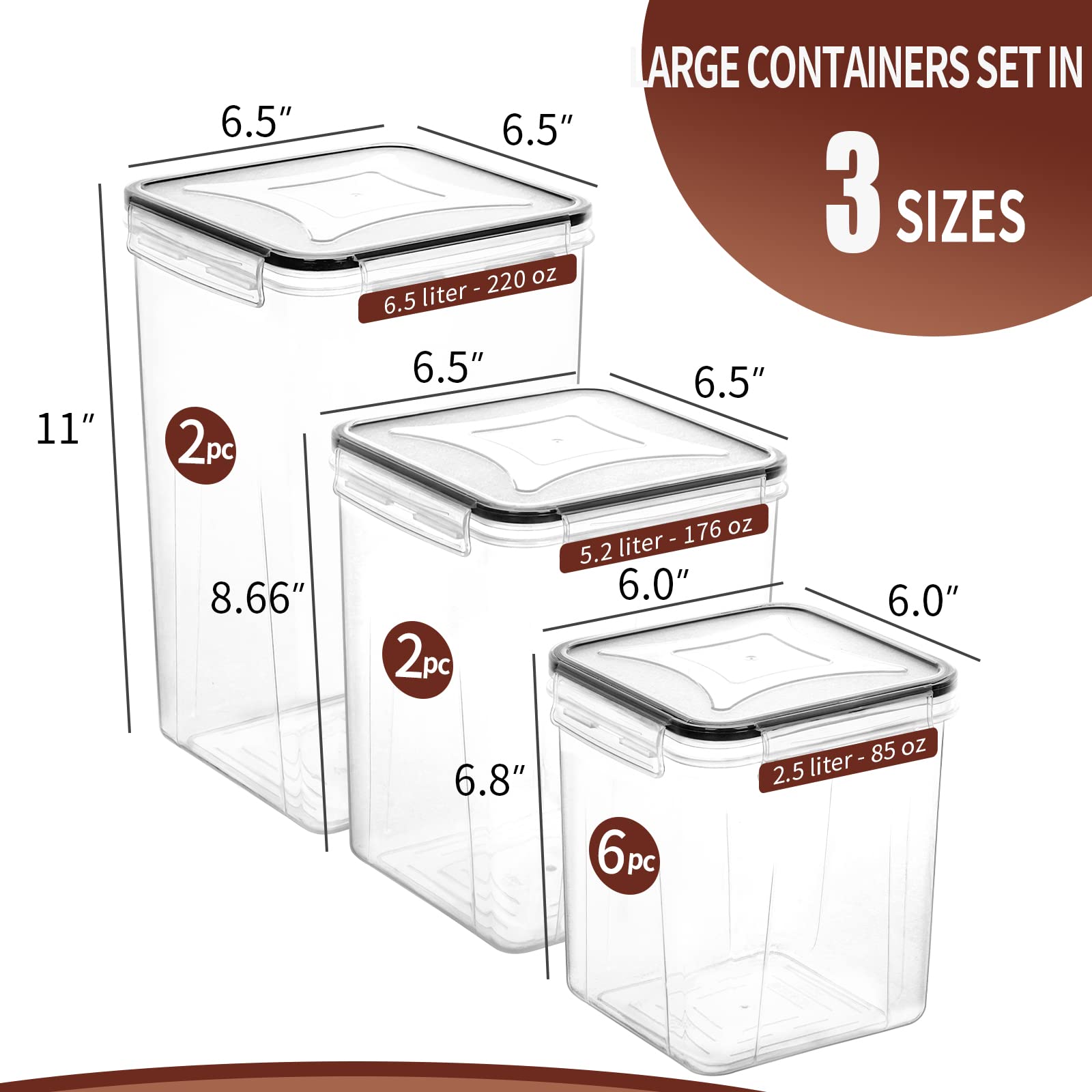 Skroam Large Airtight Food Storage Containers With Lids, 10 Pack Cereal Containers Storage Set - Bpa Free Pantry Organizers And