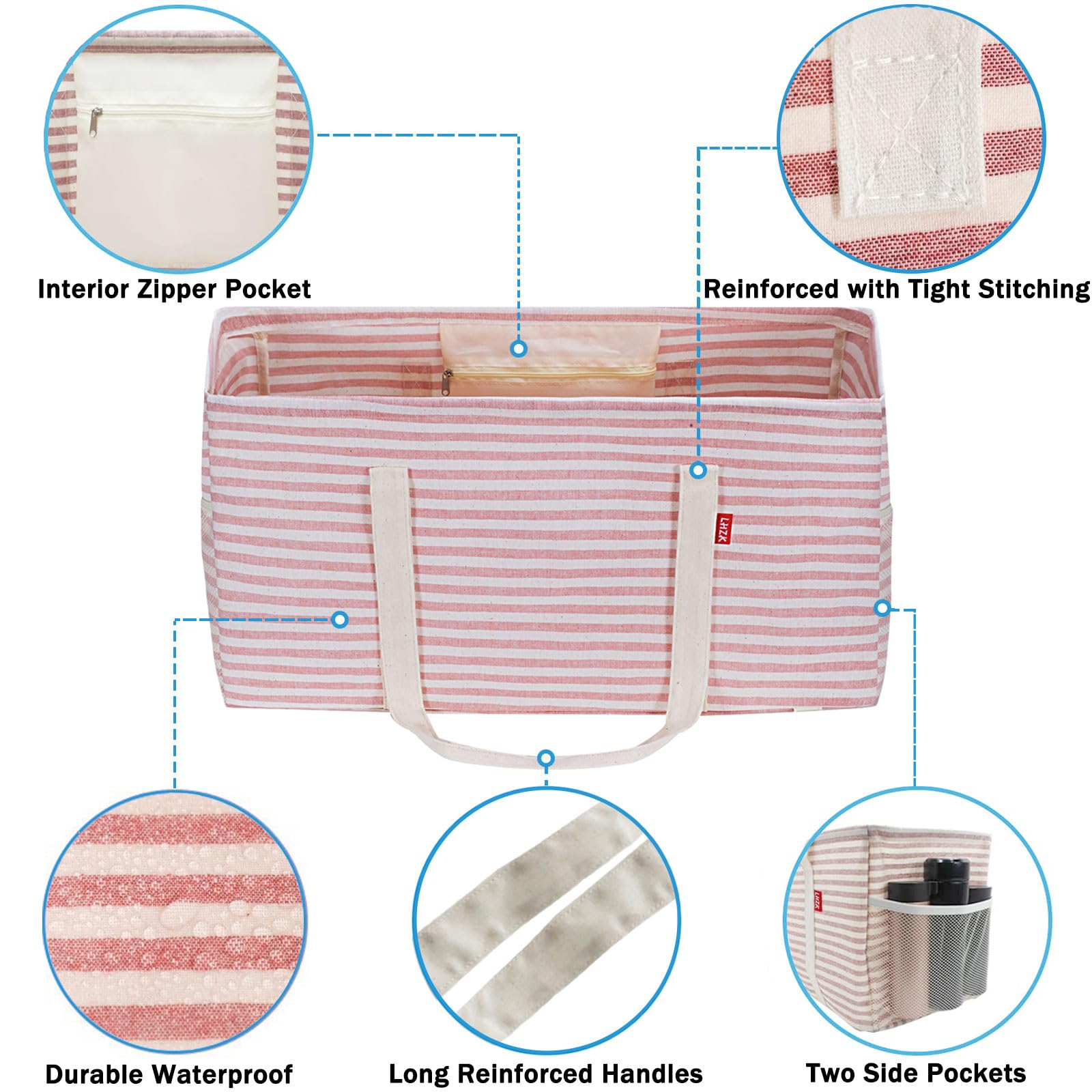 Lhzk Standing Extra Large Utility Tote Bag With Metal Wire Frame And The Sides Rinforced, Extra Large Tote Bag With Handle, Reus