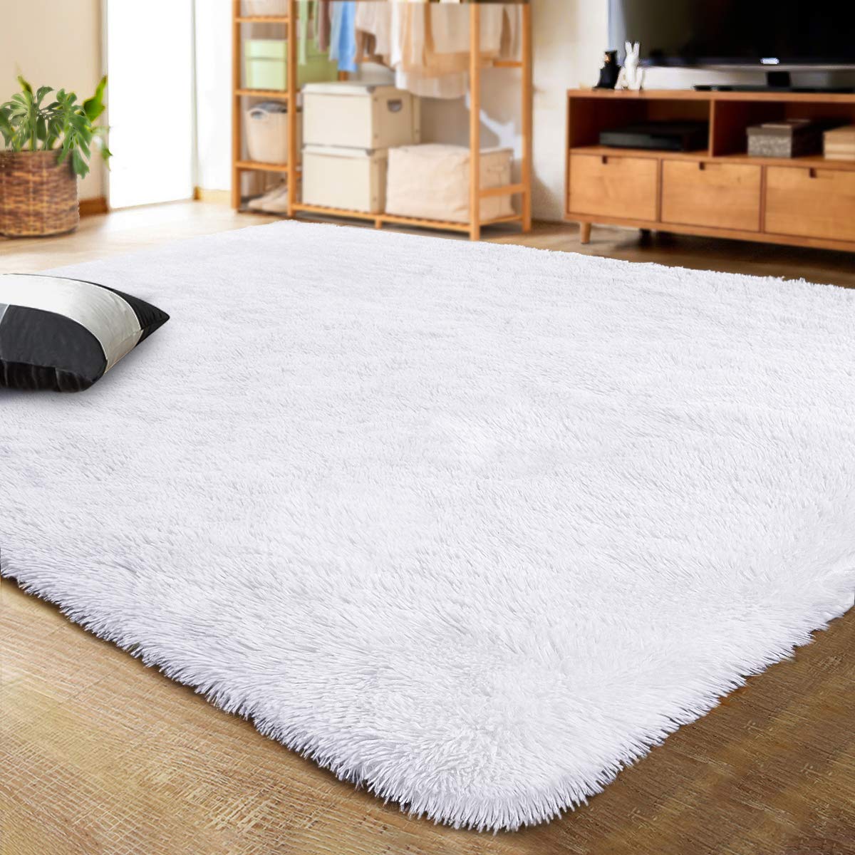 LOCHAS Ultra Soft Indoor Modern Area Rugs Fluffy Living Room Carpets for Children Bedroom Home Decor Nursery Rug 5.3x7.5 Feet, W