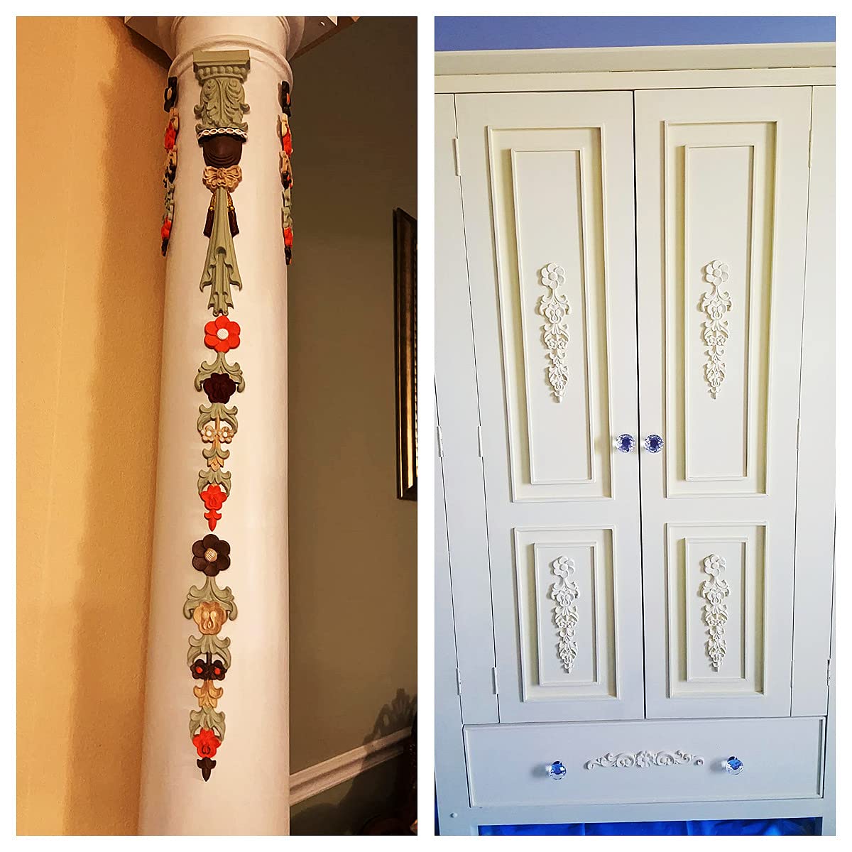 Muxsam Wood Carved Onlays Appliques, Long Carvings Overlays Decor, Rosette Inlay Decals Ornaments For Drawers Door Cabinet Mirro