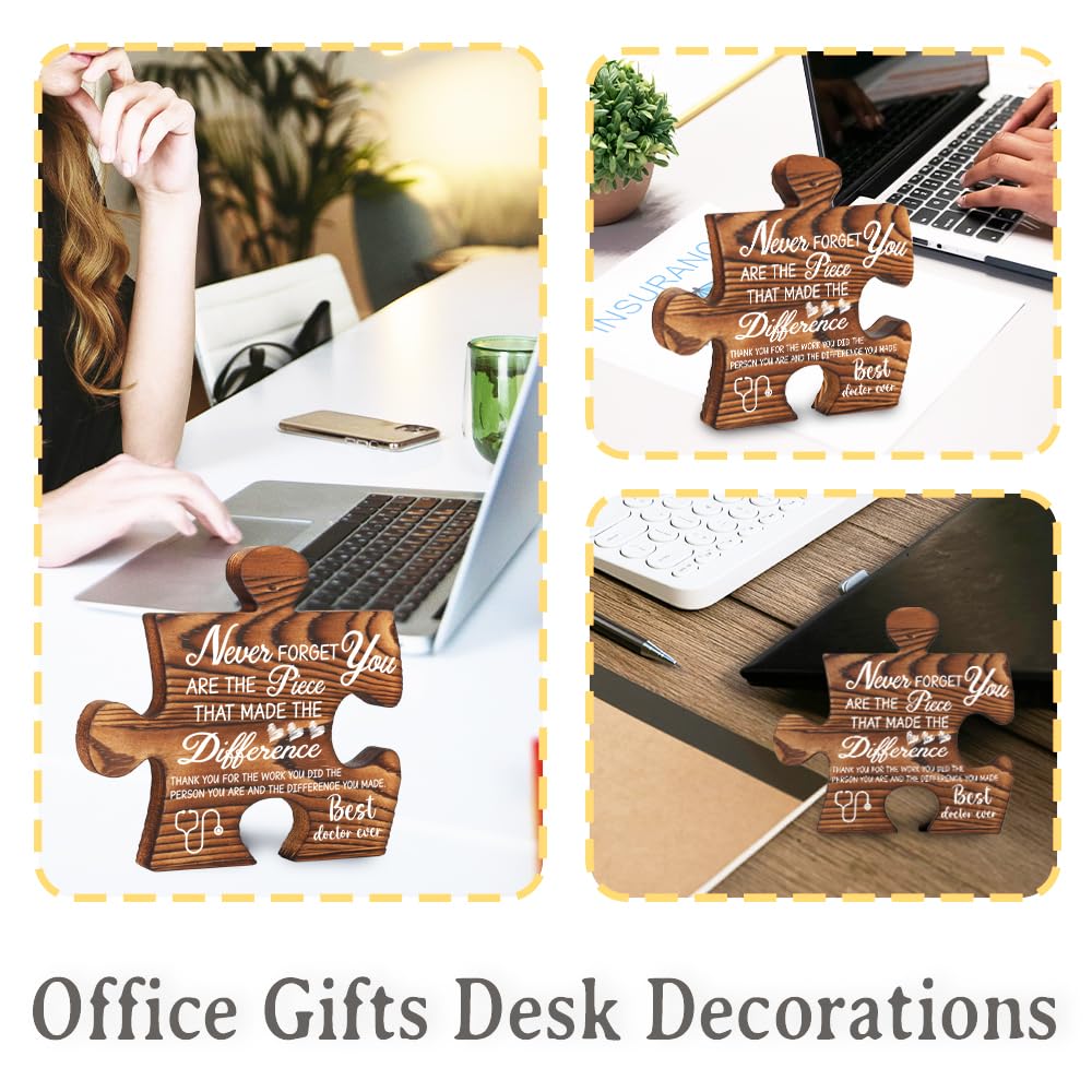 Thank You Gift for Doctor Physicians Ideal,Wooden Retro Puzzle Piece Desk Decor, Retirement, Doctor Appreciation Day, Farewell B