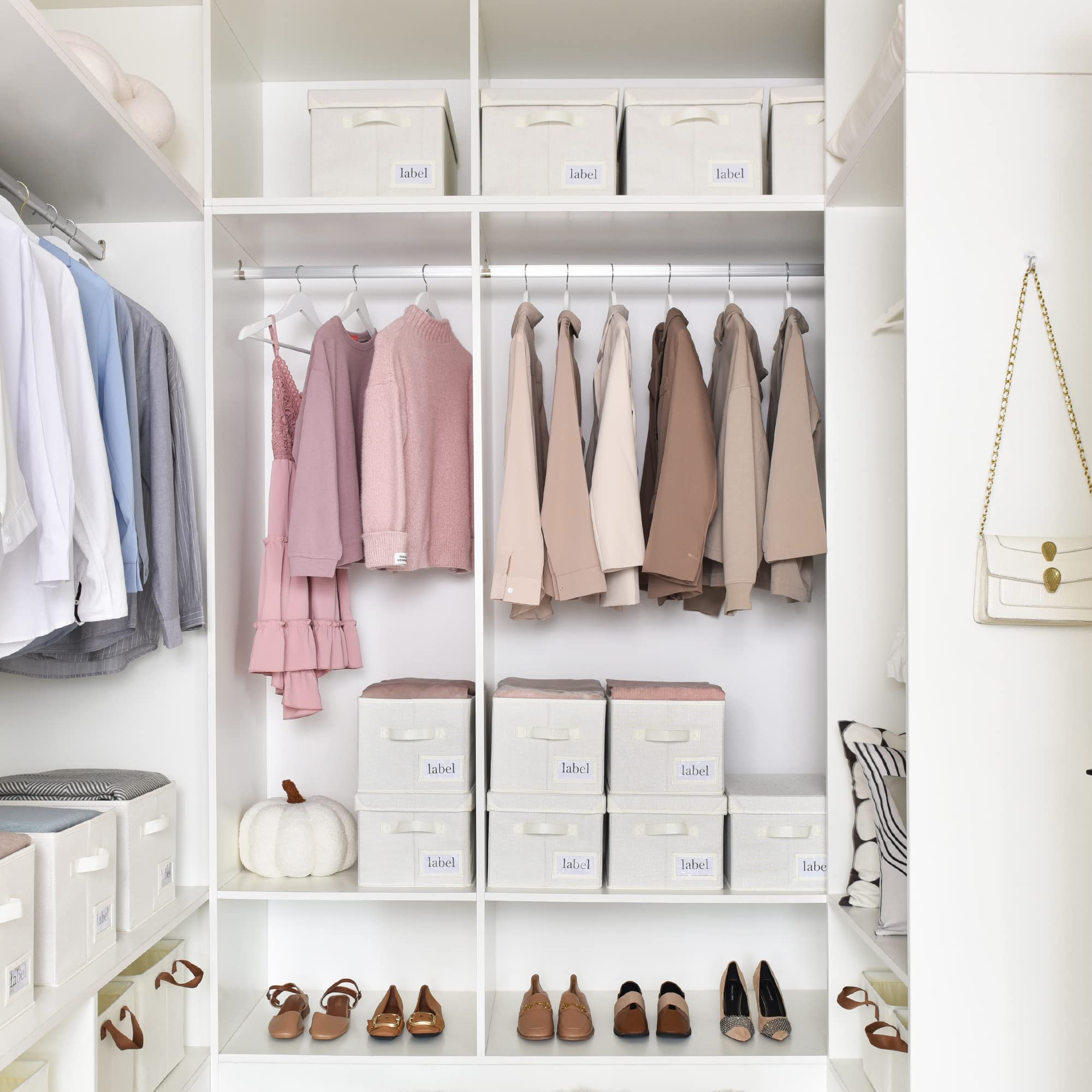 Granny Says Closet Organizer Bins With Label Holder, Fabric Storage Baskets, Foldable Storage Bins For Living Room, Decorative S