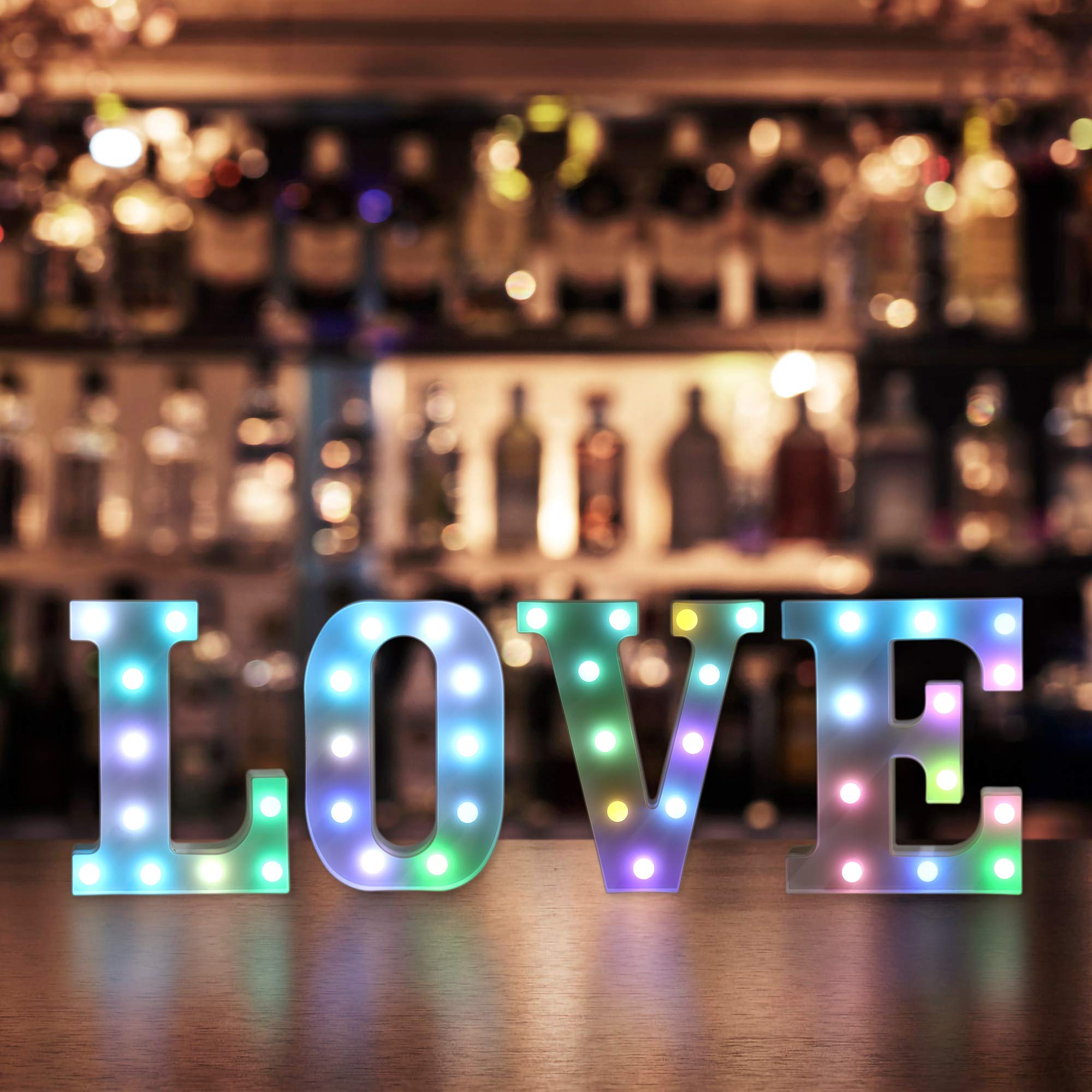Foaky Colorful Led Letter Lights With Remote, Light Up Letters Sign For Night Light Weddingbirthday Party Battery Powered Christ