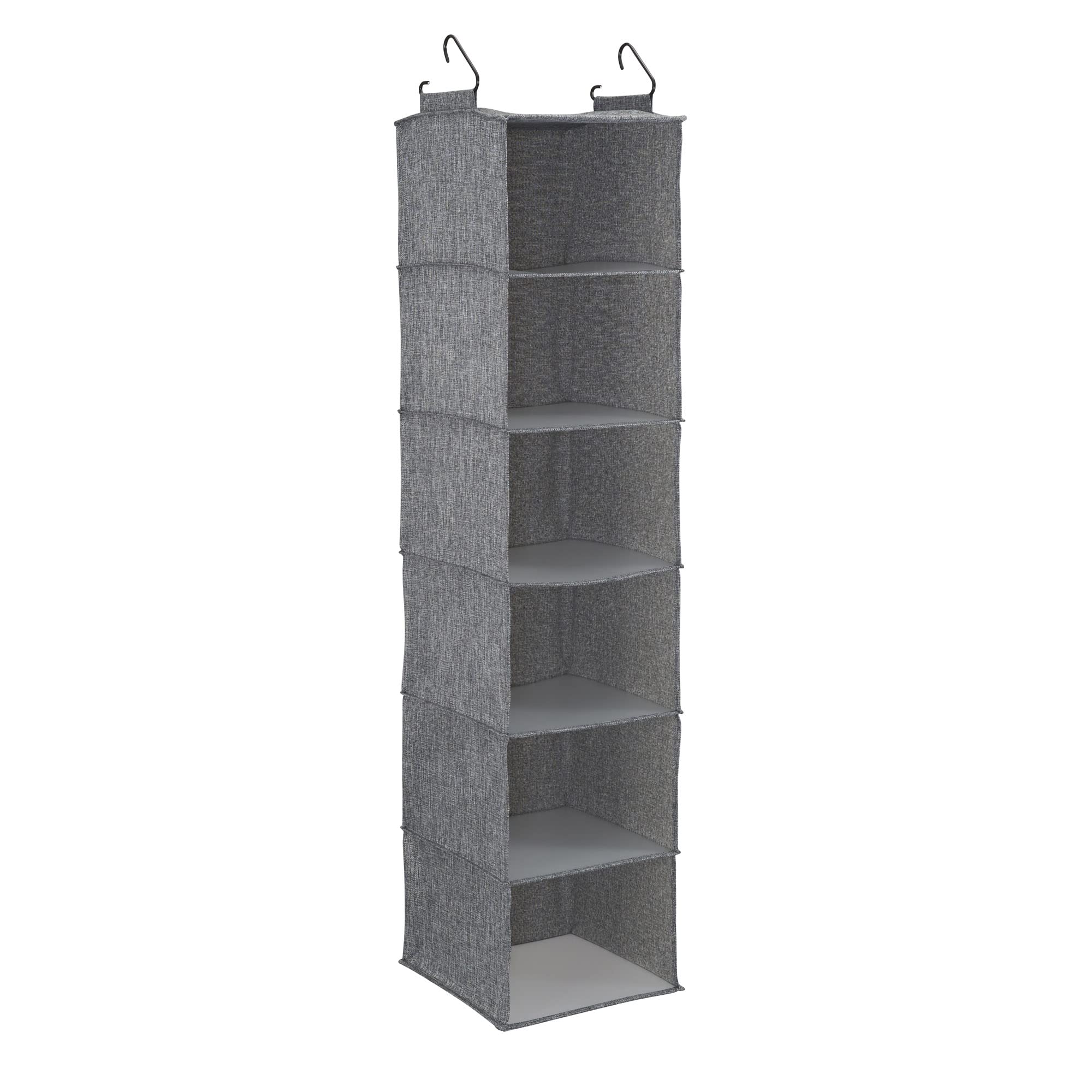 Household Essentials 6 Shelf Hanging Closet Organizer, Hanging Closet Shelf, Fabric Poly Linen and PEVA Shelving