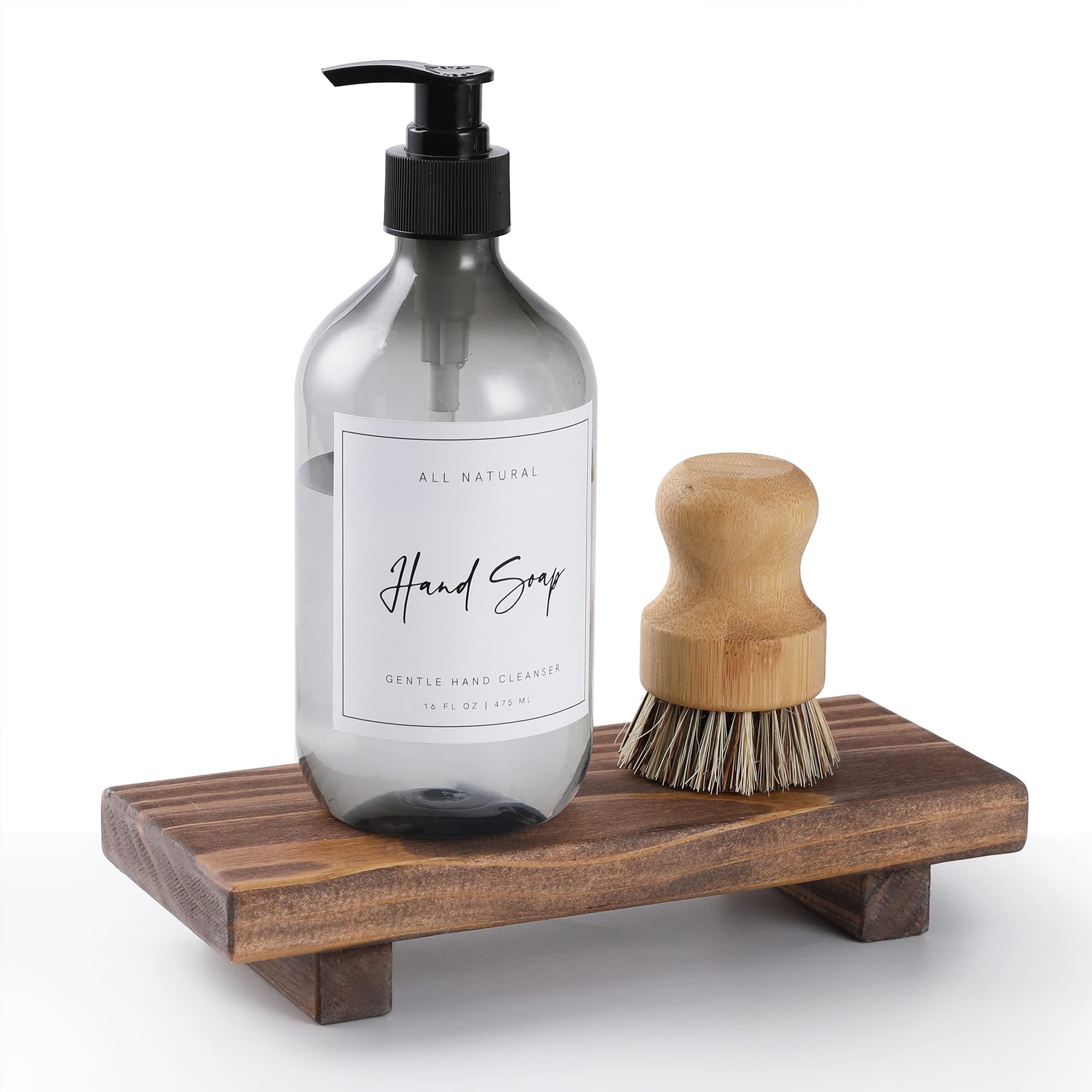 Wood Pedestal Soap Stand, Farmhouse Wood Riser, Soap Dish Holder/Tray Counter Decor For Bathroom Kitchen, Rustic Candle Plant Ho