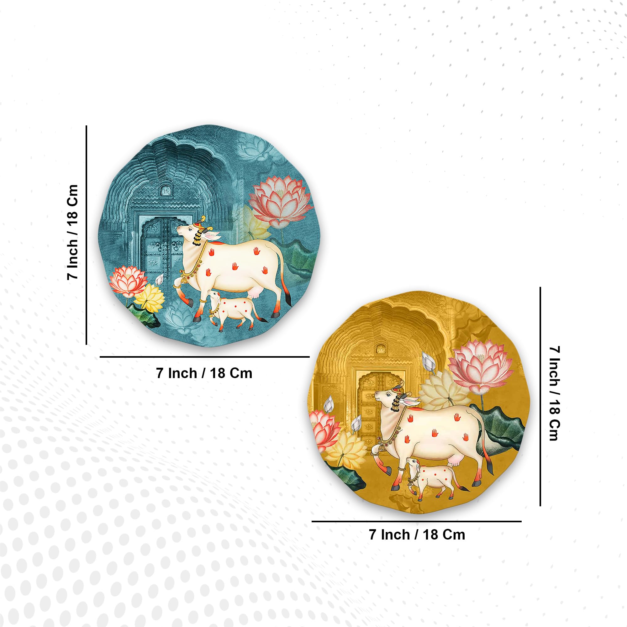 Artvibes Pichwai Round Shape Wooden Wall Hanging Decor | Decorative Hanging Items for Living Room | Gifts | Modern Wall Decorati