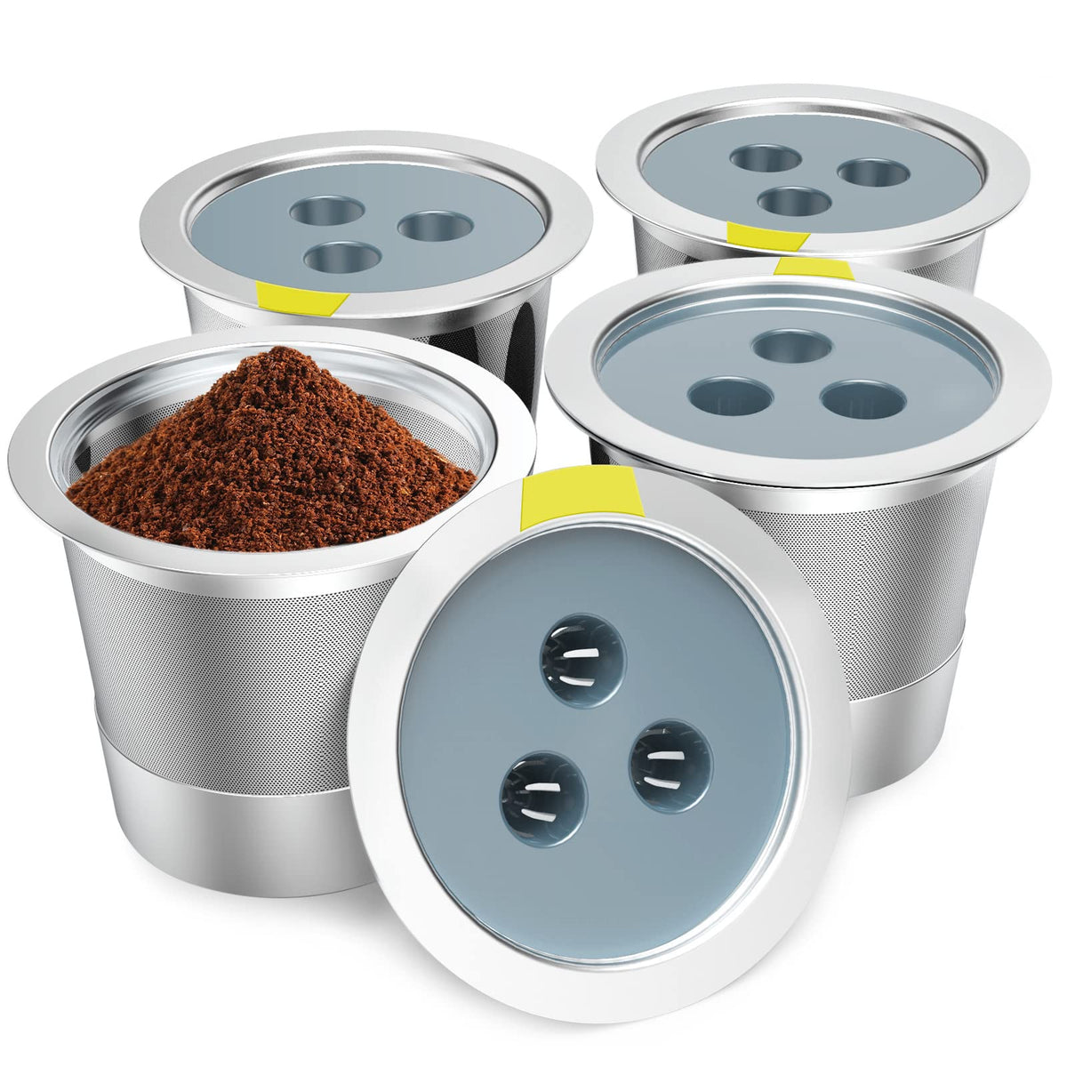 Reusable K Cups Compatible With Ninja Coffee Maker,Stainless Steel 4 Pack Reusable Coffee Pods,Permanent K Cups Coffee Filters F