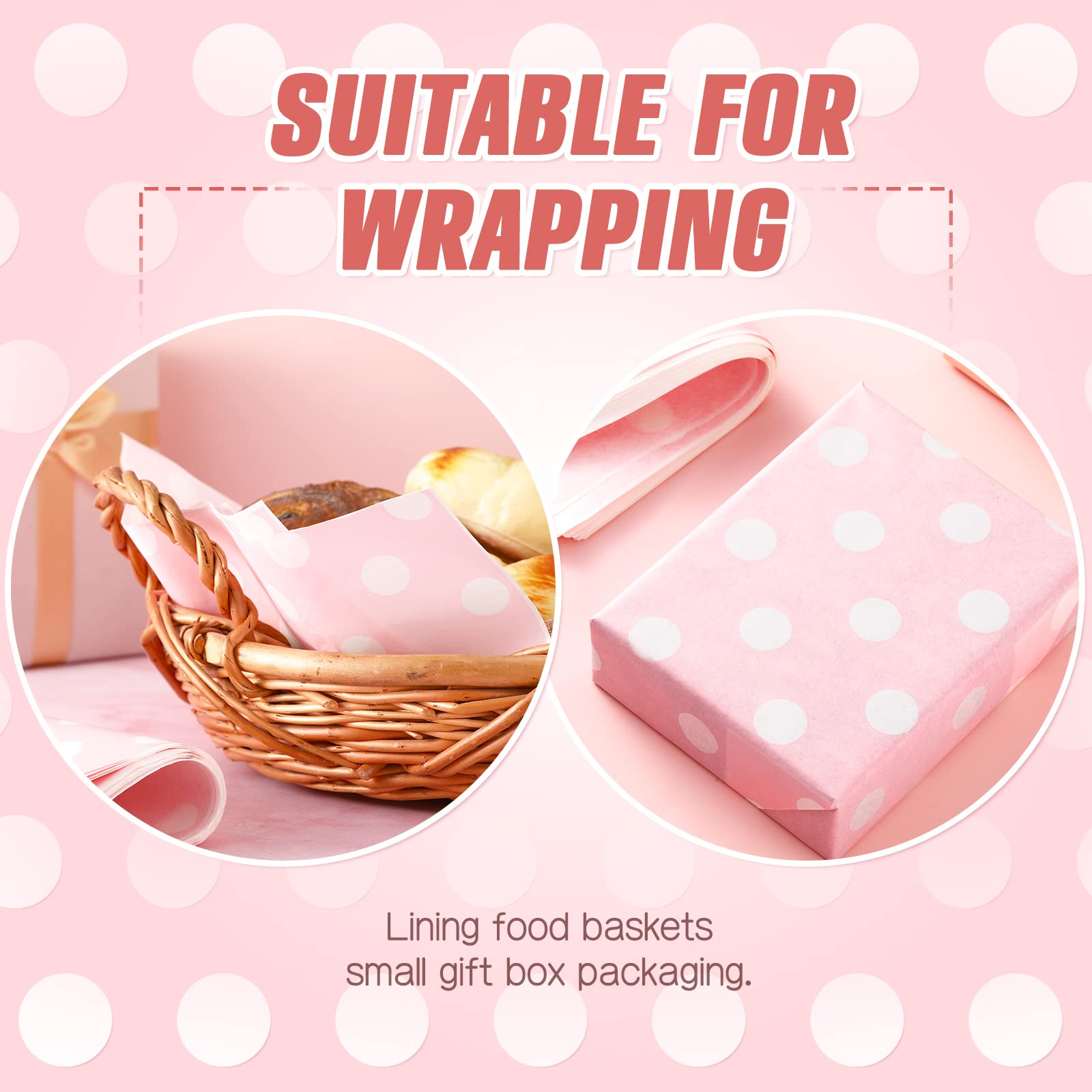 Wax Paper Sheets For Food White Dot Printed Bakery Tissue Greaseproof Disposable Wrapping Paper For Sandwich Fast Food Picnic Ba