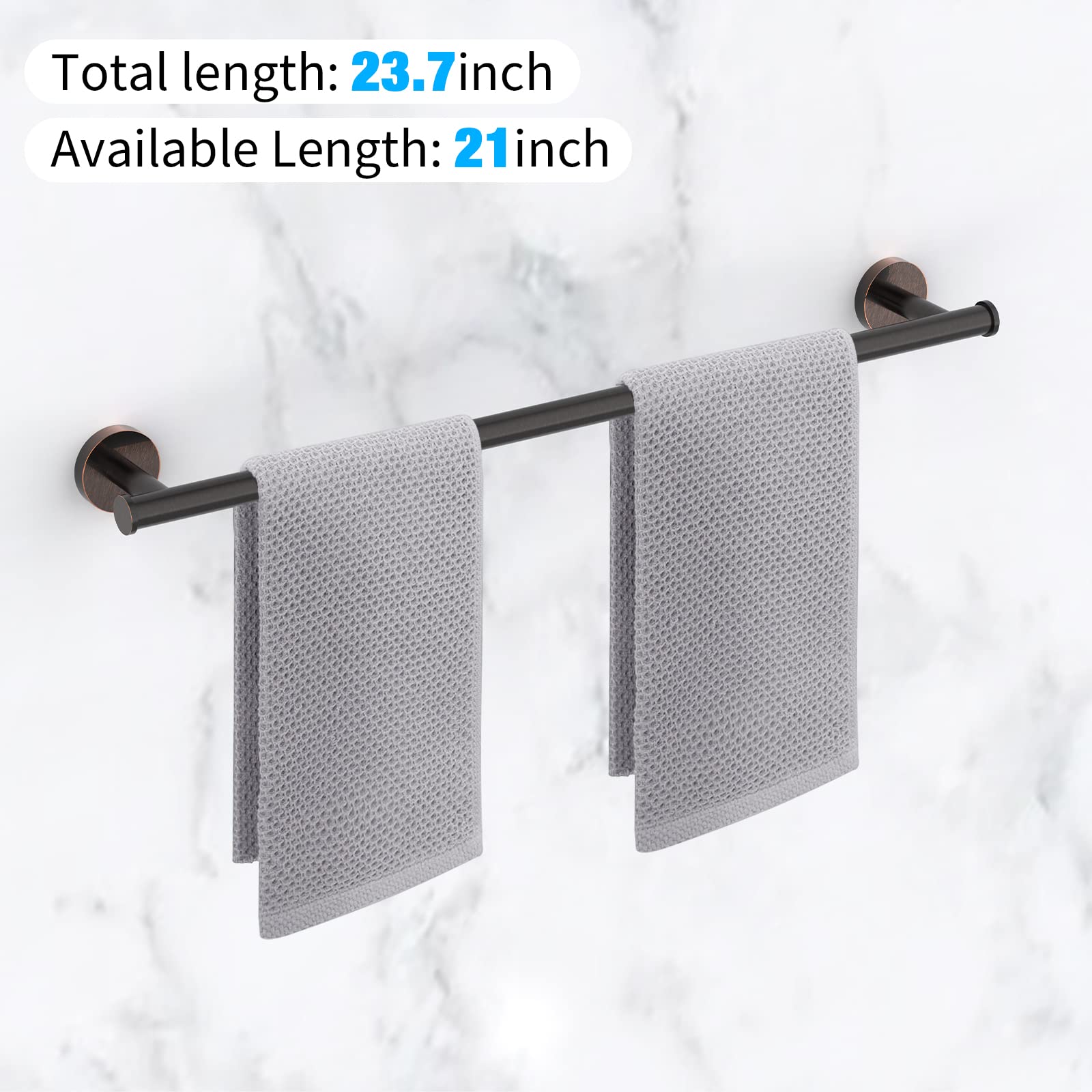 Cilee 2 Pieces Oil Rubbed Bronze Towel Bar Set  Hand Towel Holder Bathroom Hardware Set 24 Inch Towel Racks for Bathroom Stainless Steel Wall Mount