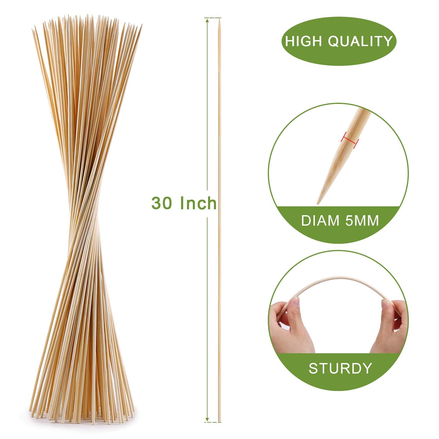 200 PCS Bamboo Marshmallow Roasting Sticks  SMores Skewers for Fire Pit  Extra Long 30 Inch Heavy Duty 5mm Thick Wooden SMores Sticks for Open Fire Pits Roaster Barbecue Hot Dog Camping Kebab Sausage