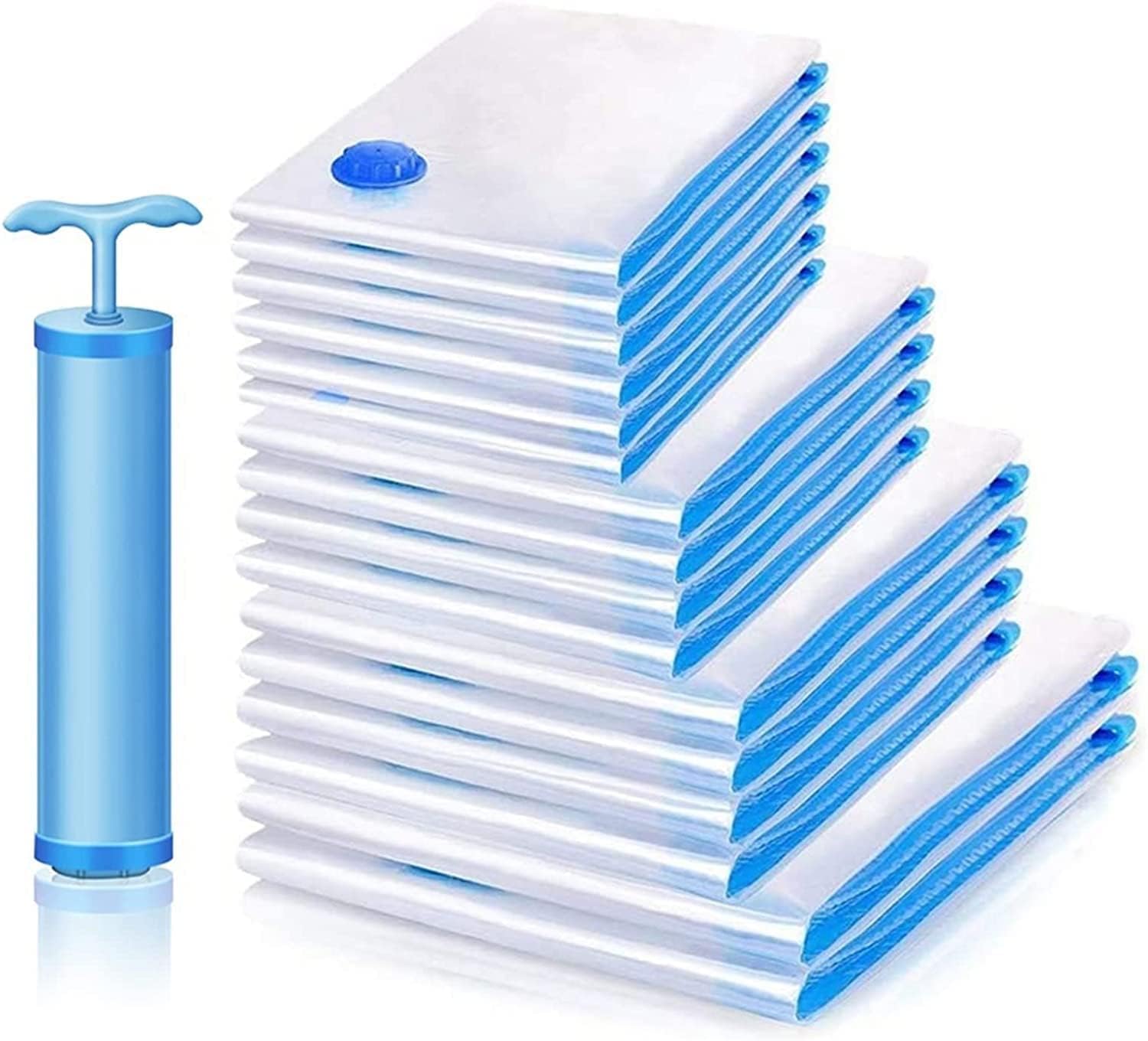 Sellwize 8 Pack Vacuum Storage Bags,(4 X Small 4 X Jambo) More Space Saver Bags Vacuum Seal Bags With Pump, Space Bags, Vacuum S