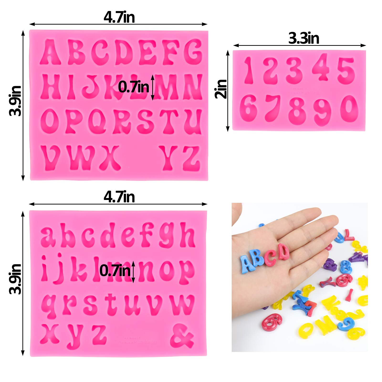 Palksky 3 Pieces Letter Molds For Chocolate Covered Strawberries, Silicone Fondant Molds For Breakable Hearts And Cake Decoratin