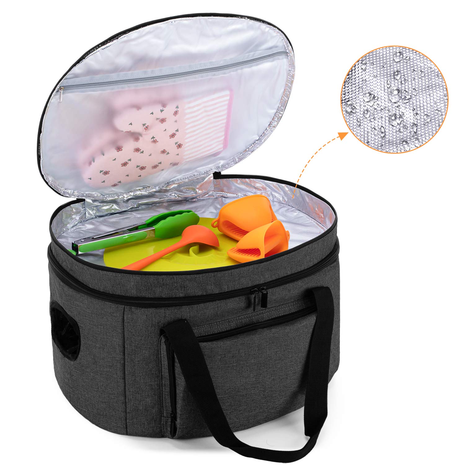 Luxja Double Layers Slow Cooker Bag (With A Bottom Pad), Insulated Slow Cooker Carrier Fits For Most 6-8 Quart Oval Slow Cooker,