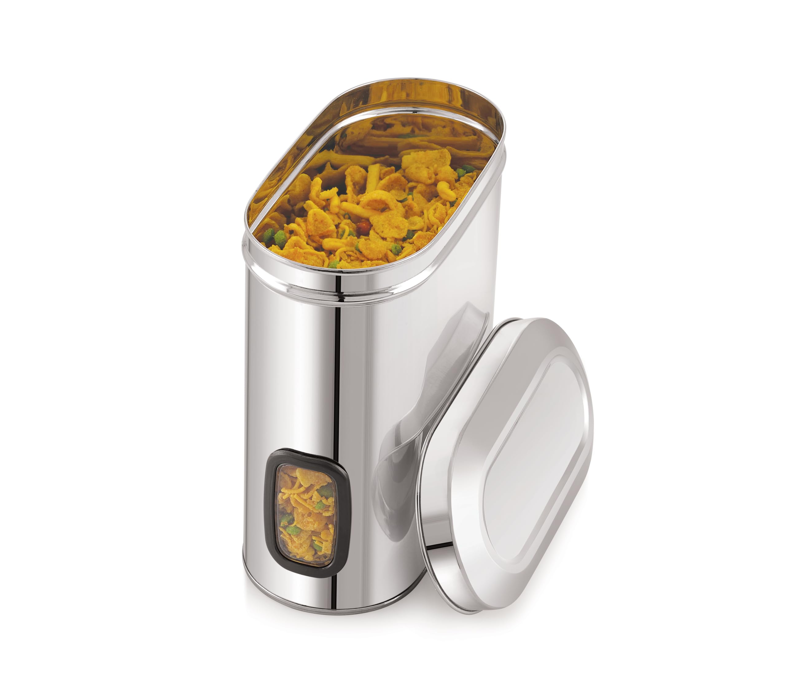 Tosaa Stainless Steel Cover Window Clear Jars For Kitchen Storage Food Spices Canister With Airtight Lid Container Organizer, Te