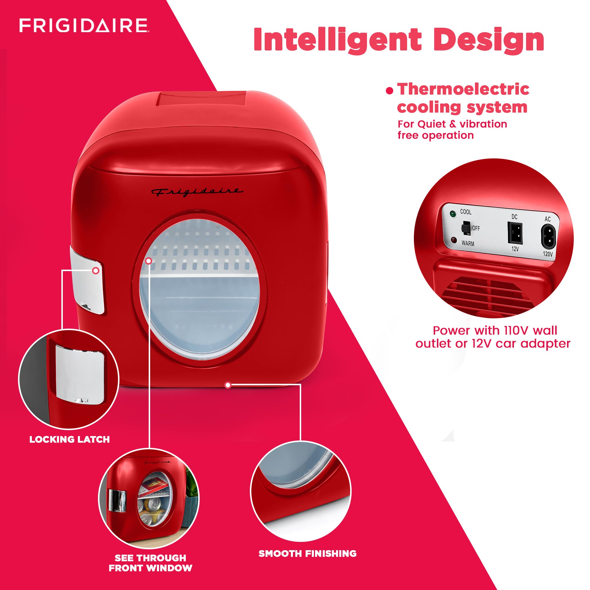 Frigidaire Efmis462-Red 12 Can Retro Mini Portable Personal Fridge/Cooler For Home, Office Or Dorm, Red
