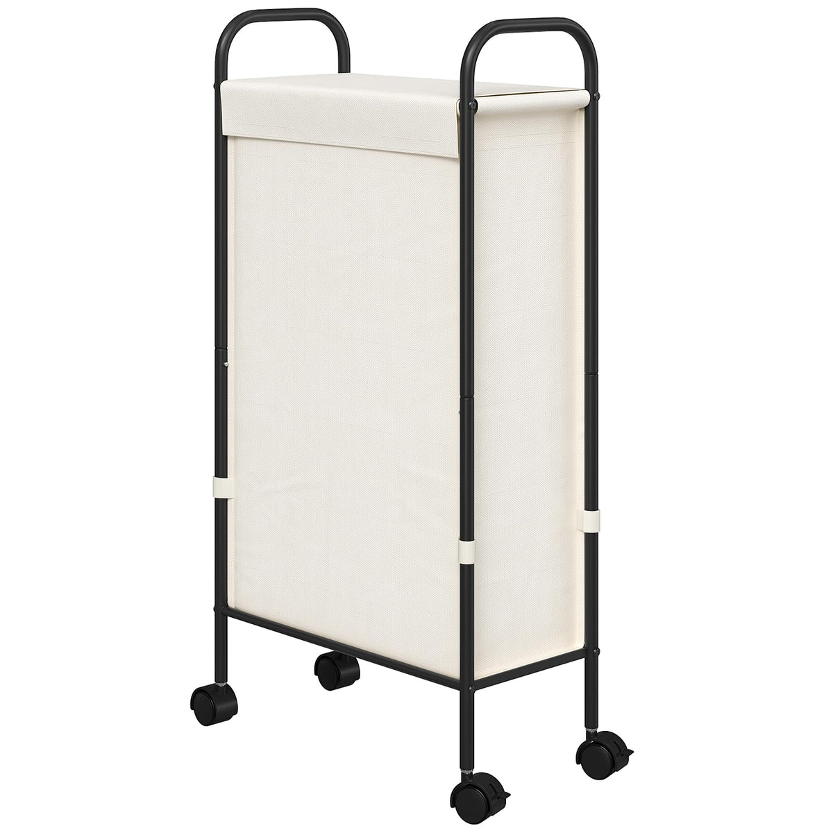 Elyken Slim Laundry Hamper With Lid, 50L Small Rolling Laundry Basket On Wheels, 7.9    Narrow Dirty Cloth Cart With Removable I