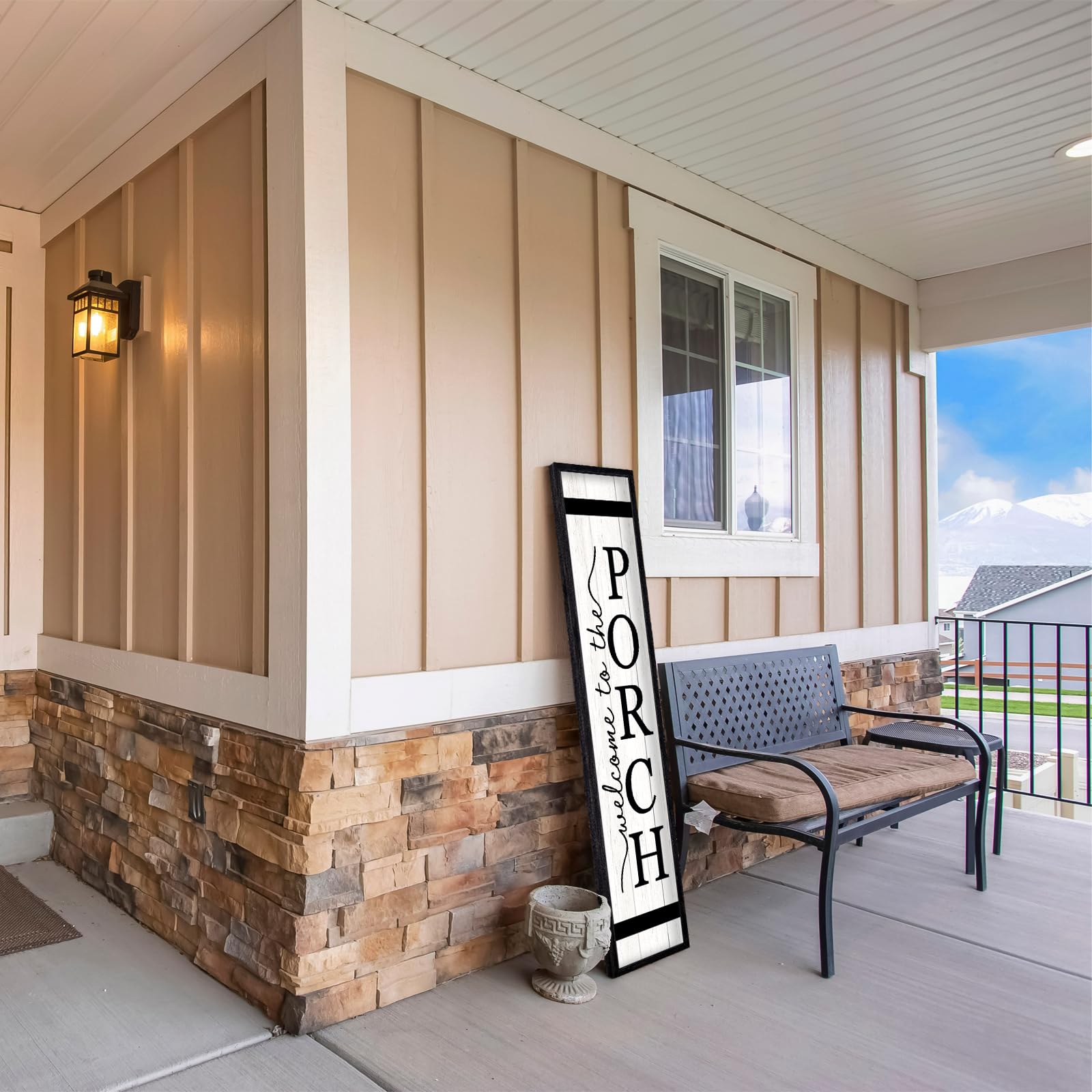 Surfapans Welcome To The Porch Sign For Front Porch Standing 45X9 Wood Frame Large Rustic Farmhouse Outdoor Tall Board Welcome S