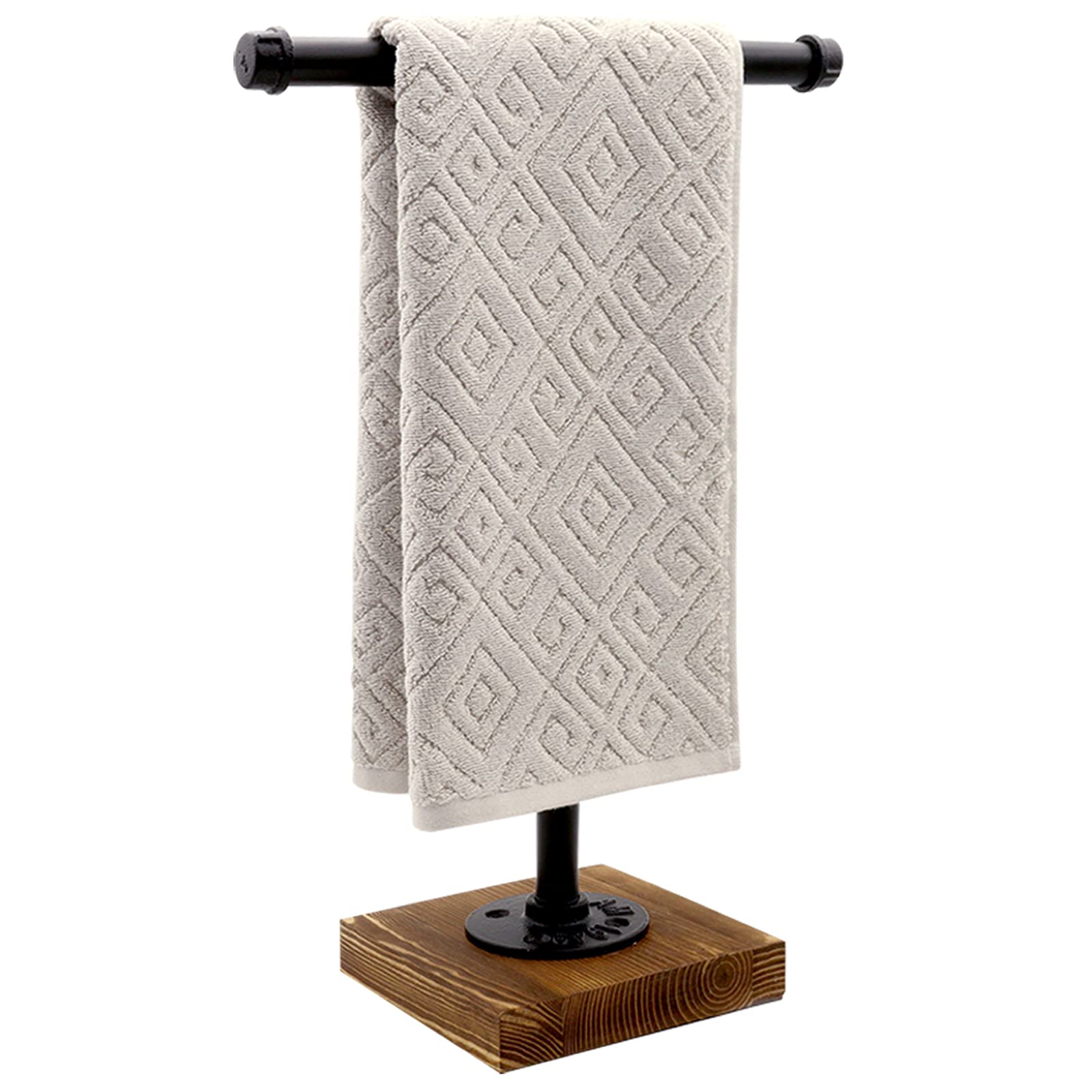 Yessap Hand Towel Holder, T-Shape Height 15'' Black Hand Towel Holder Stand, Free Standing Hand Towel Holder For Bathroom Counte