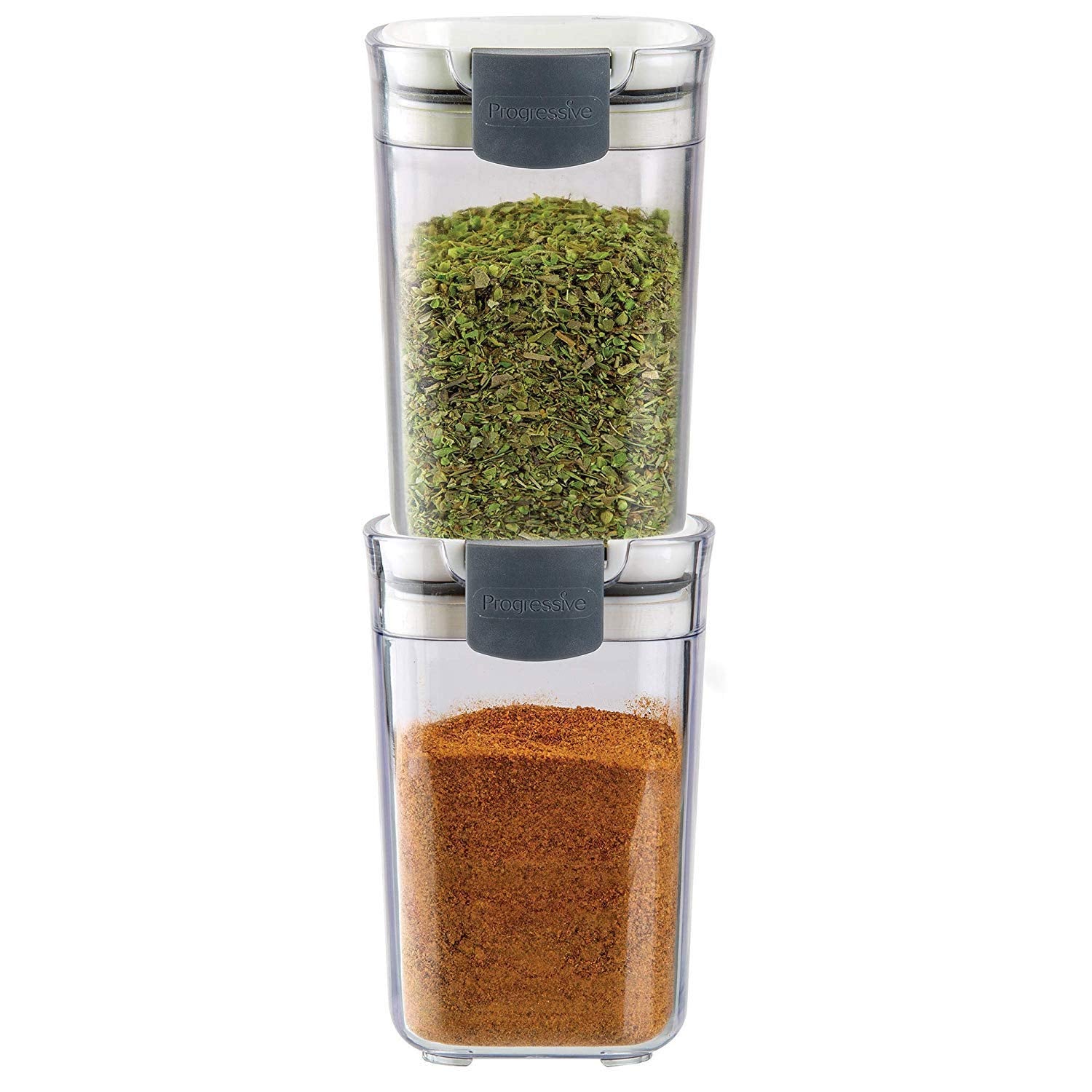 Progressive International Pks-410 Prepworks Prokeeper Seasoning Keeper Spice Airtight Food Storage Containers, Clear (2 Pack)