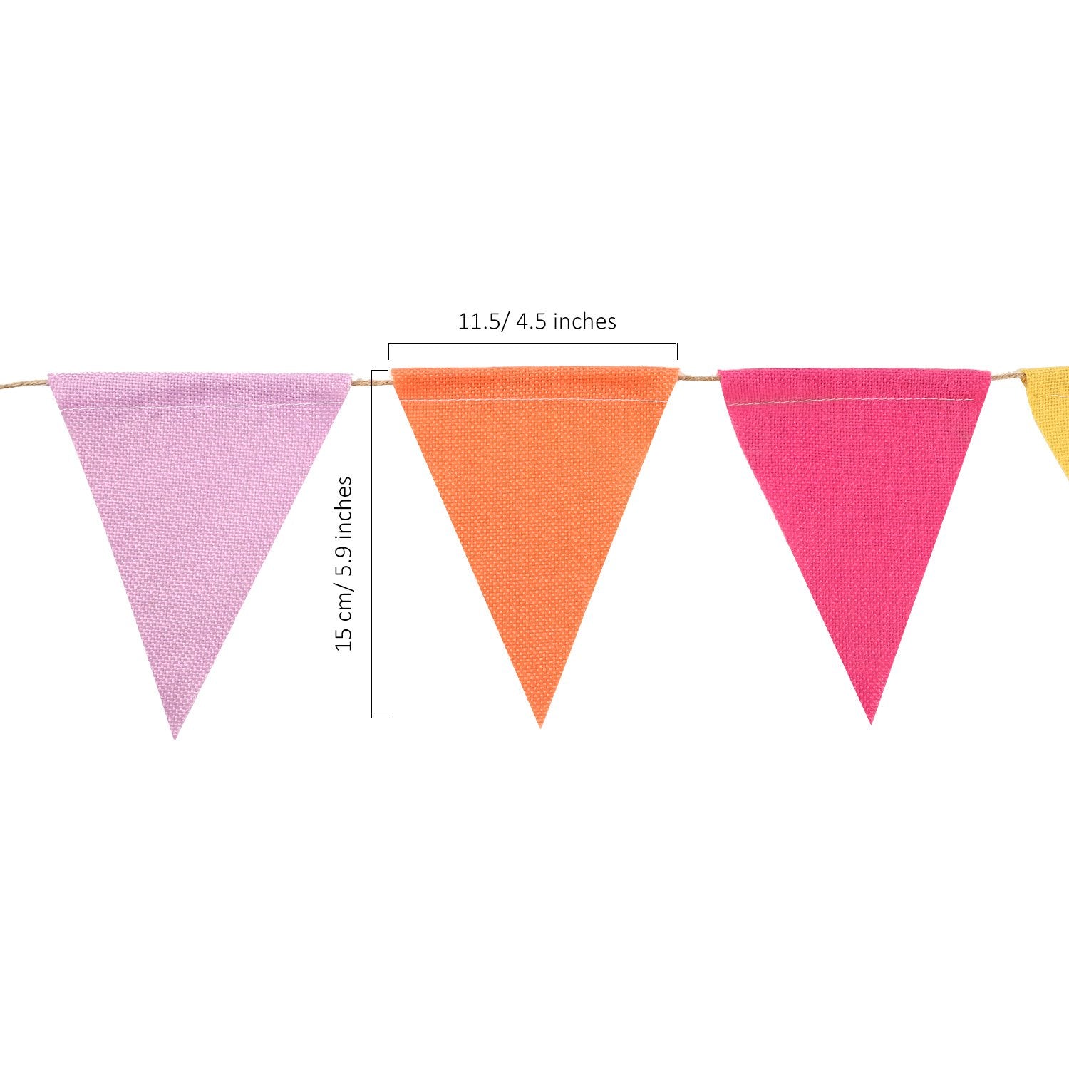 Hestya 24 Pieces 15.7 Feet Colorful Pennant Flags Banner Imitated Burlap Bunting Banner Pastel Fabric Triangle Flag for Classroo