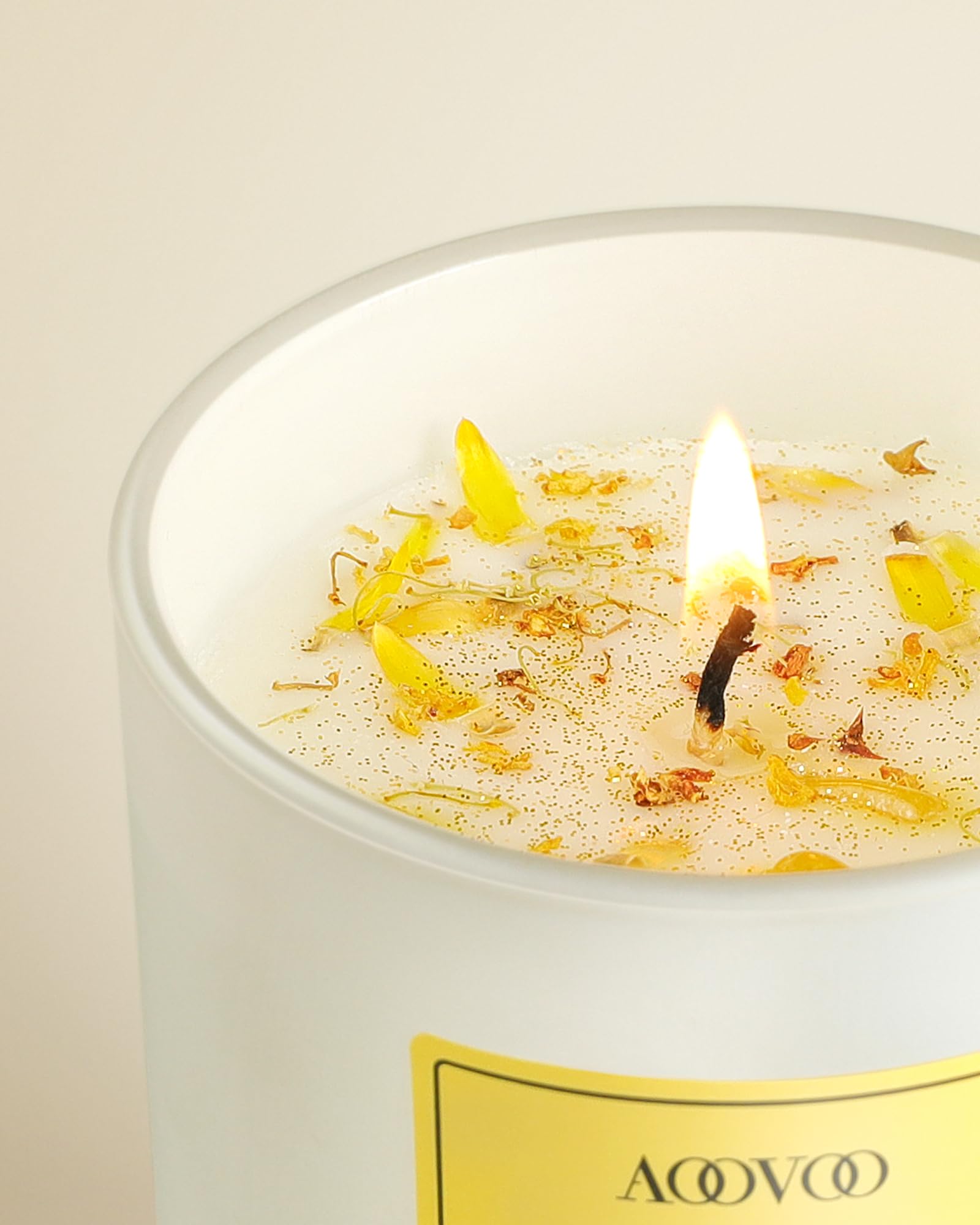 AOOVOO Vanilla Scented Candles for Women - Aromatherapy Candle with Crystals Inside, 10oz Soy Candles for Home Scented, Valentin