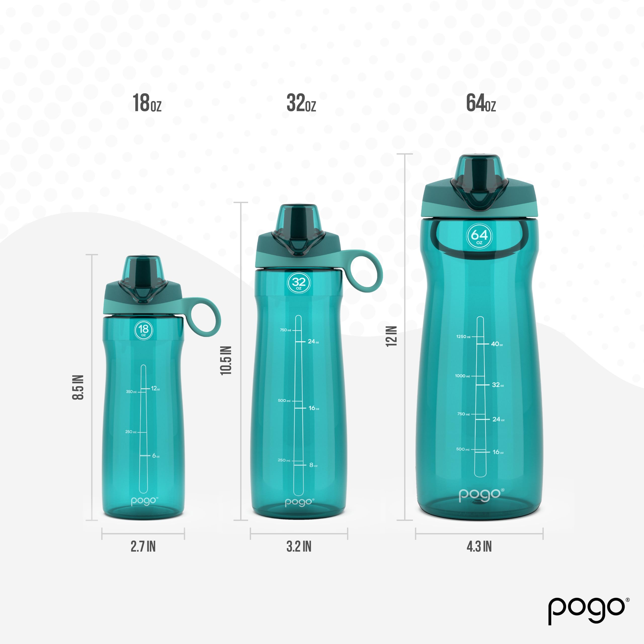 Pogo BPA-Free Plastic Water Bottle with Chug Lid  32 Oz  Quetzal Teal