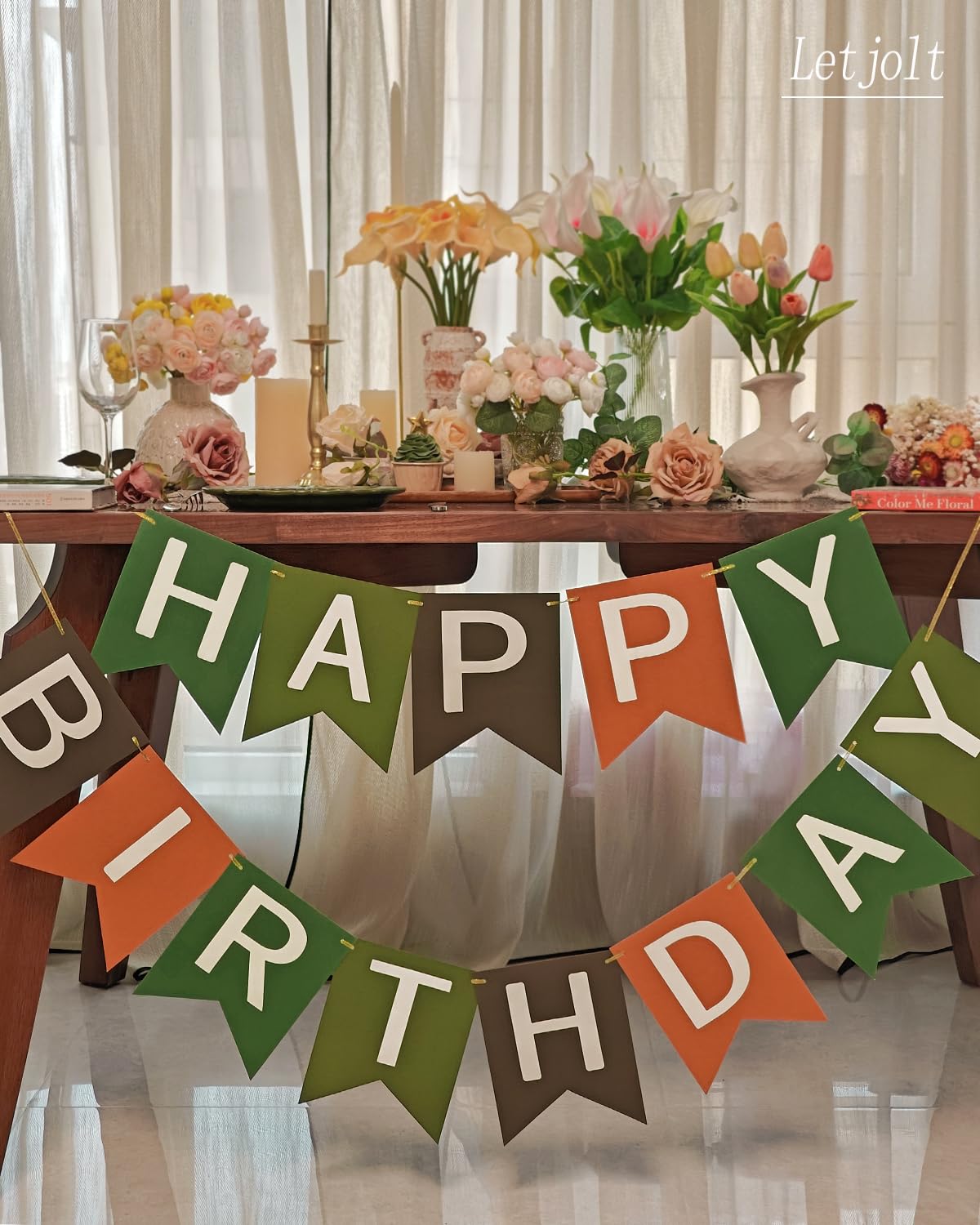Letjolt Brown Happy Birthday Banner Birthday Party Supplies Handmade Garland Decorations Tropical Theme Football Birthday Signs