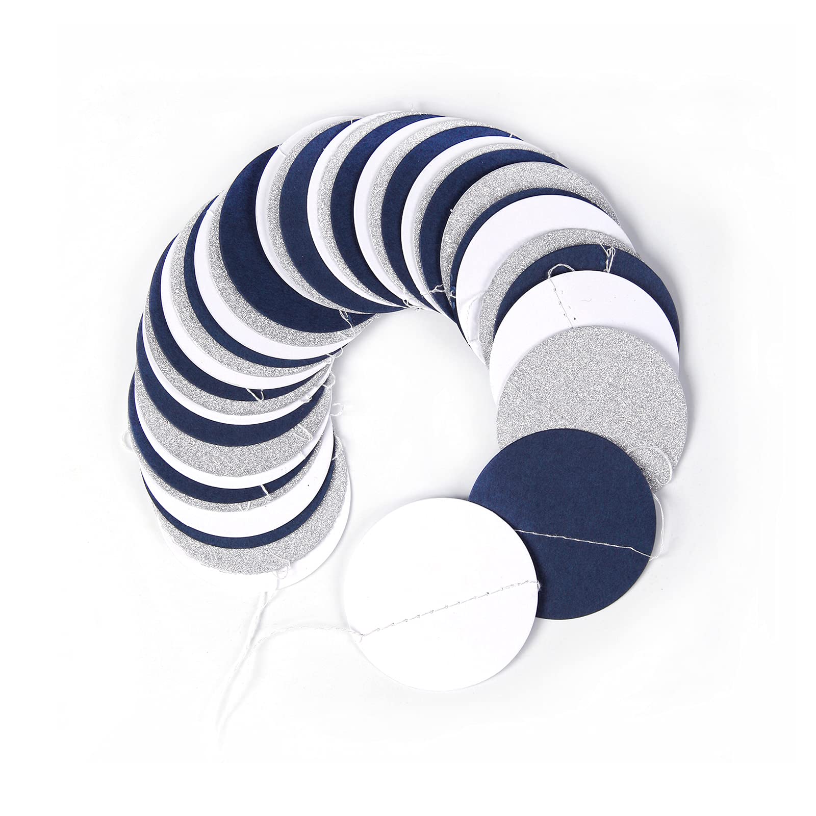 Navy Blue White Silver Paper Garland,52Ft Gender Reveal Hanging Decoration Streamer Banner,Graduation Engagement Christmas Weddi