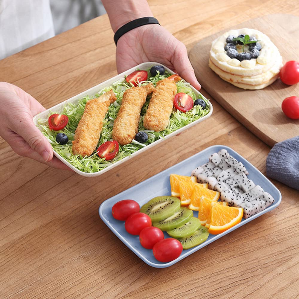 Roucerlin 4 Pack Unbreakable Wheat Straw Plates, Durable Lightweight Cake Plate, Small Reusable Snack Plate For Fruits, Pasta, S