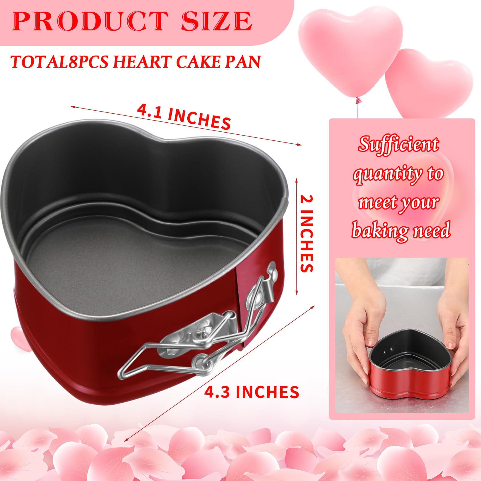 Beeveer 8 Pcs Heart Shaped Springform Pan 4 Inch Heart Shape Pan Non Stick Heart Springform Pan Molds Accessories Of Mini Cheese
