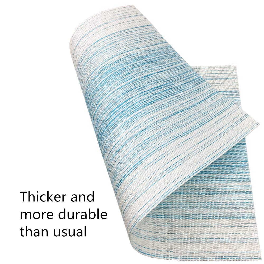 Placemat,Blending Color Durable Woven Vinyl Placemat Washable Heat-Resistant Anti-Skid Kitchen Dining Table Mats (Set Of 8, Blue