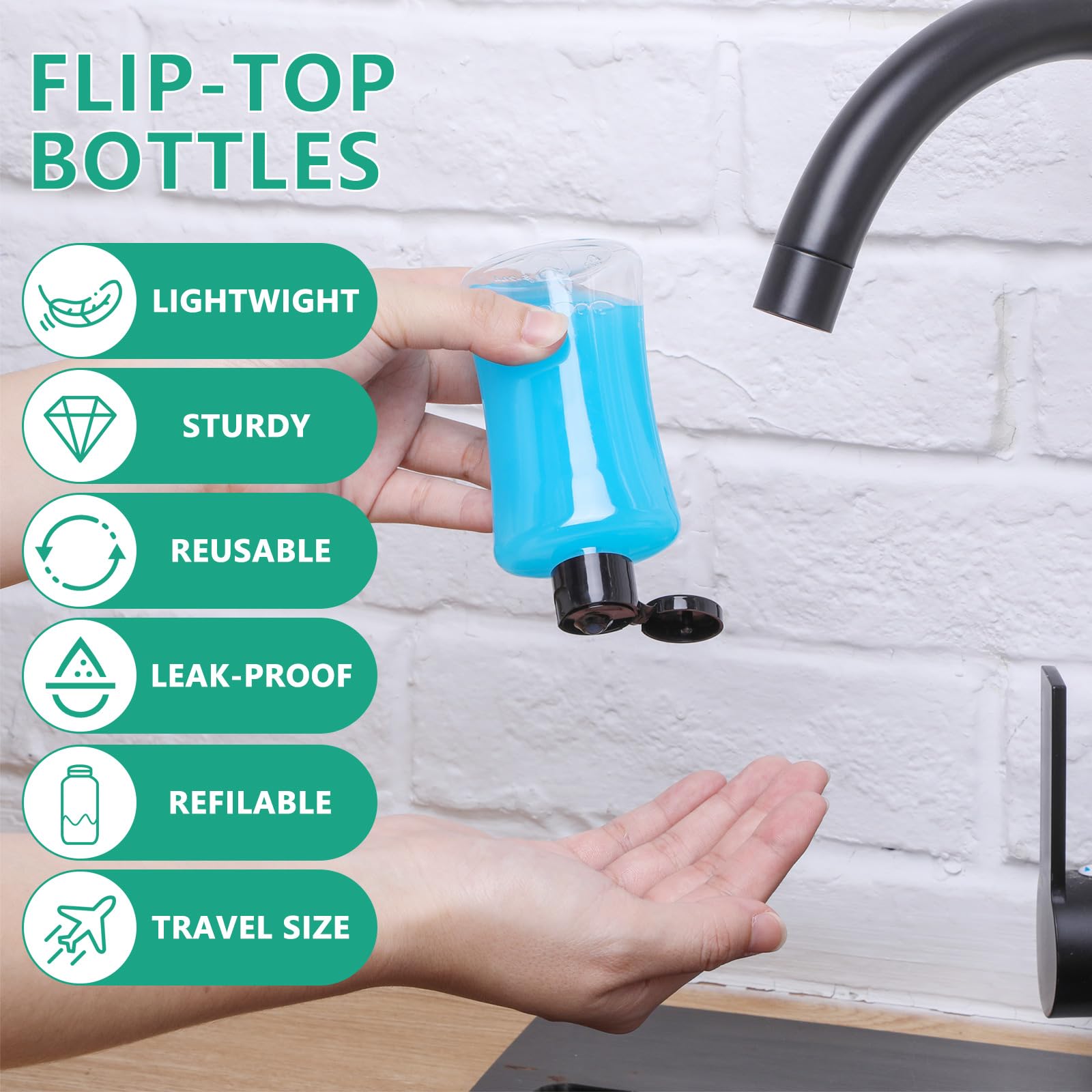 Domensi 50 Pcs 3.4 Oz Travel Bottles With Flip Cap Clear Plastic Travel Size Containers Portable Leak Proof Squeeze Bottle Refil