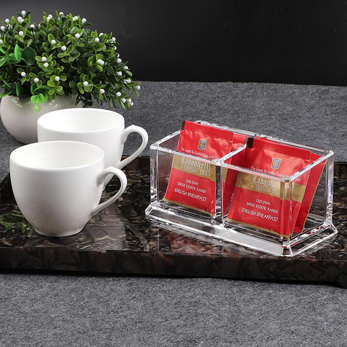 Yakri Acrylic Tea Bags Holder Coffee Sugar Bag Case Guest Room Storage Boxes - Holder For Tea Bags, Small Packets, Sweeteners,Su