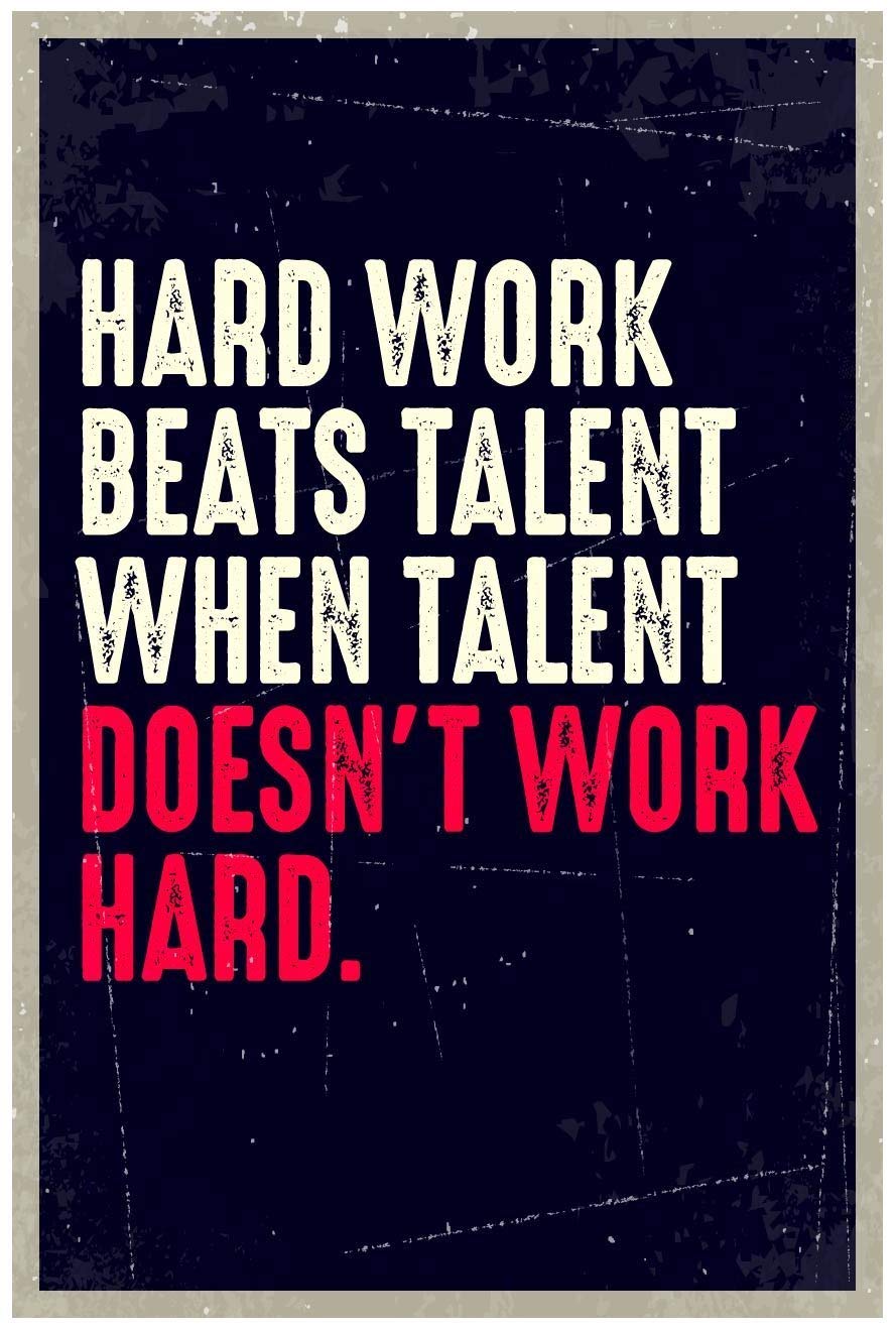 Jsc163 Hard Work Beats Talent When Talent Doesn'T Work Hard Poster | 18-Inches By 12-Inches | Premium 100Lb Gloss Poster Paper